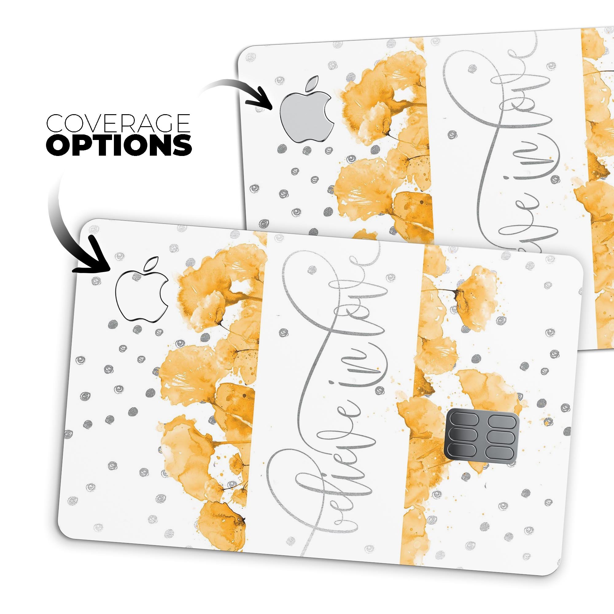 Karamfila Yellow & Gray Floral V9 decal skin for Apple Card, showcasing vibrant floral design and premium vinyl material.