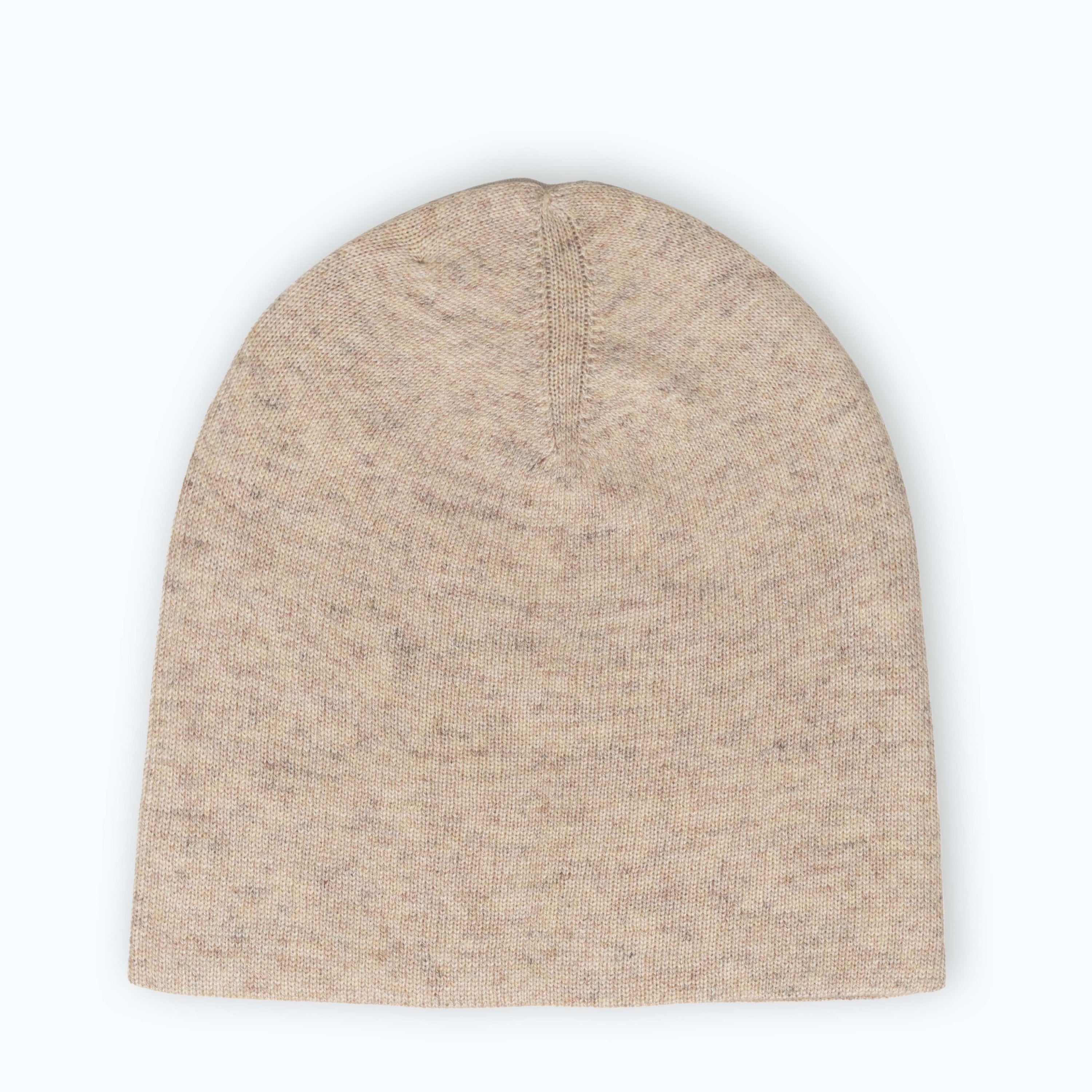 Beige Kaschmirmütze Beanie glatt, handgewebt in Nepal, aus 100% Kaschmir, unisex Design.