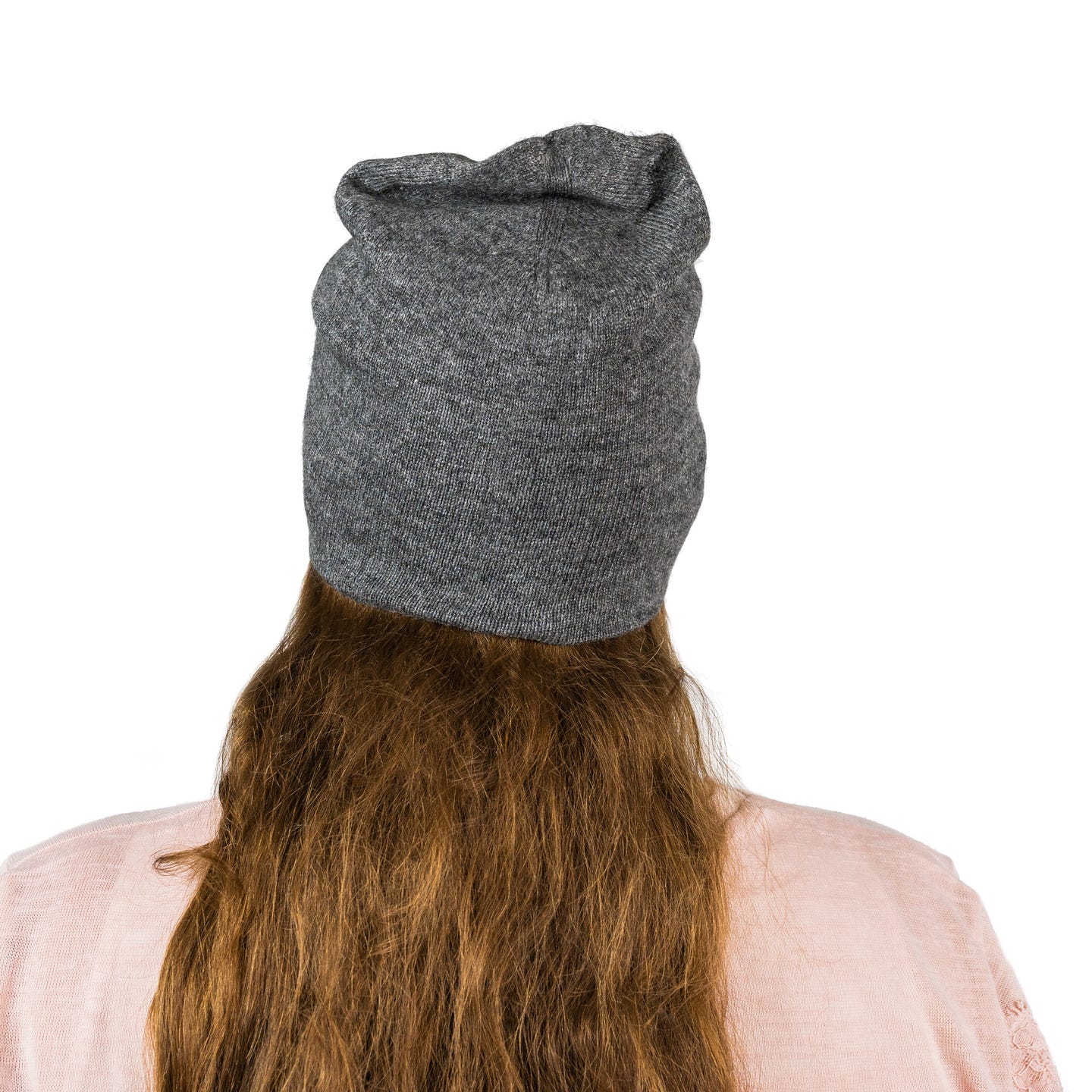 Elegante dunkelgraue Kaschmirmütze Beanie, handgewebt in Nepal, aus 100% Kaschmir, leicht und unisex.