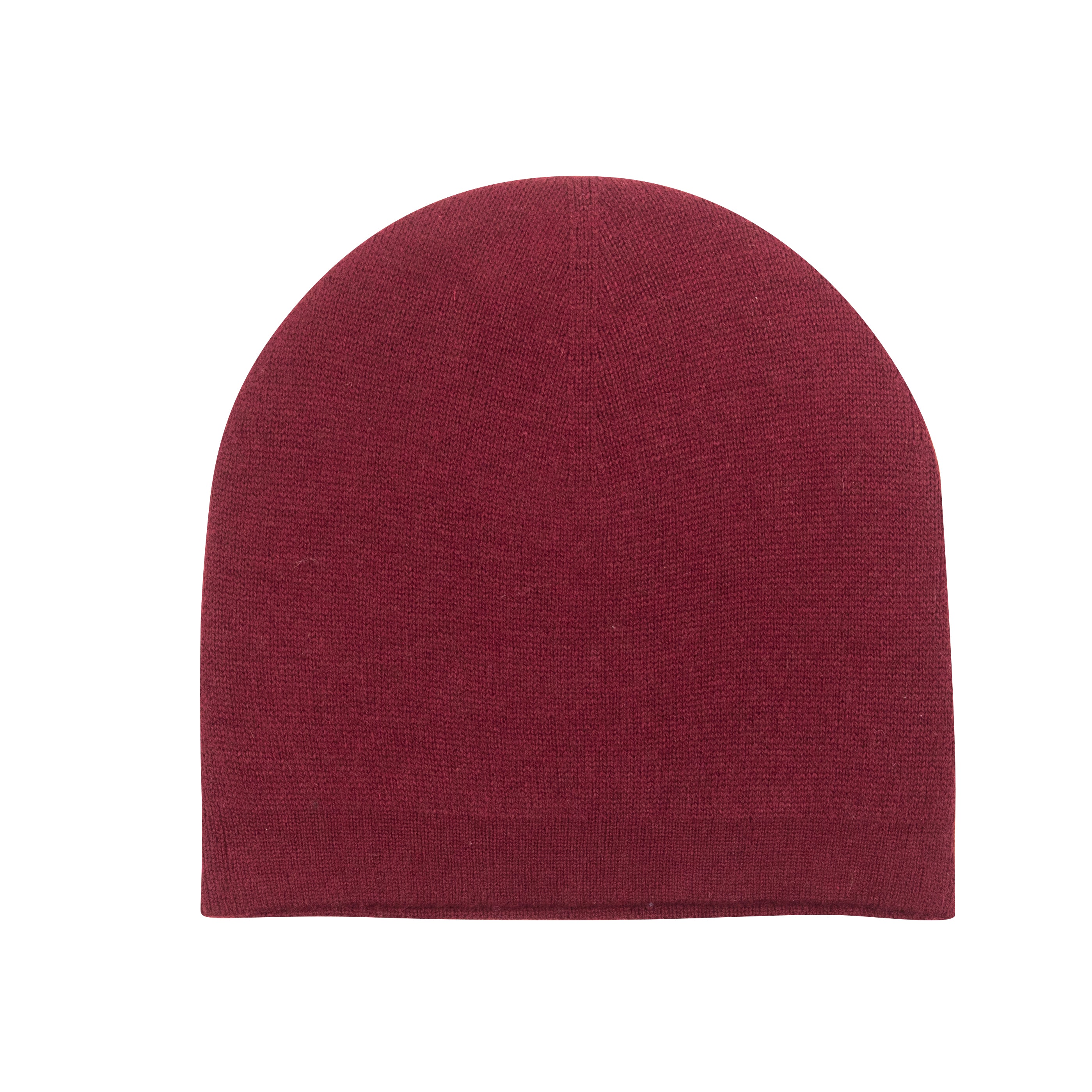 Dunkelrote Kaschmirmütze Beanie, handgewebt aus 100% Kaschmir, leicht und stilvoll.