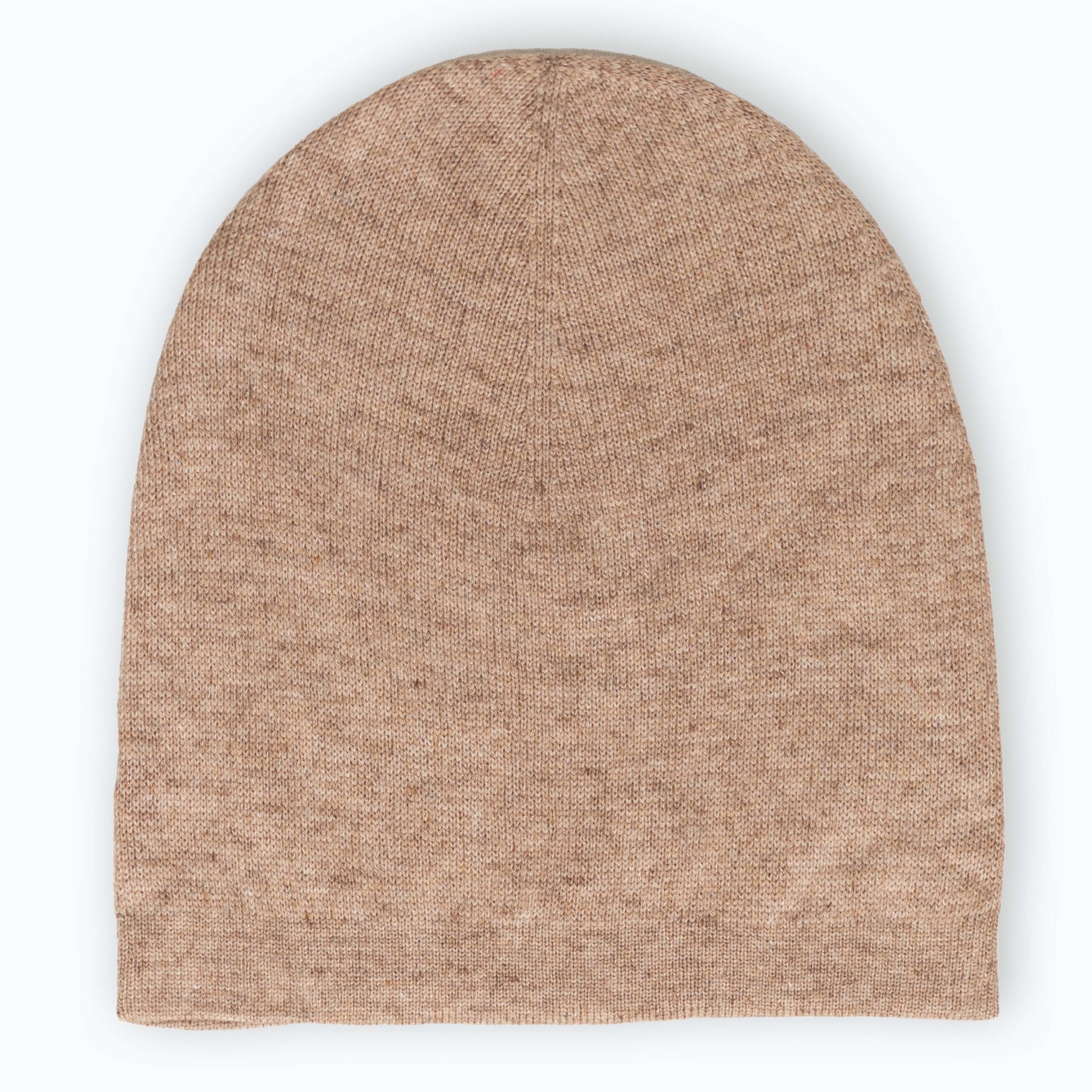 Luxuriöse hell zimt Kaschmirmütze Beanie, handgewebt aus 100% Kaschmir, leicht und stilvoll.