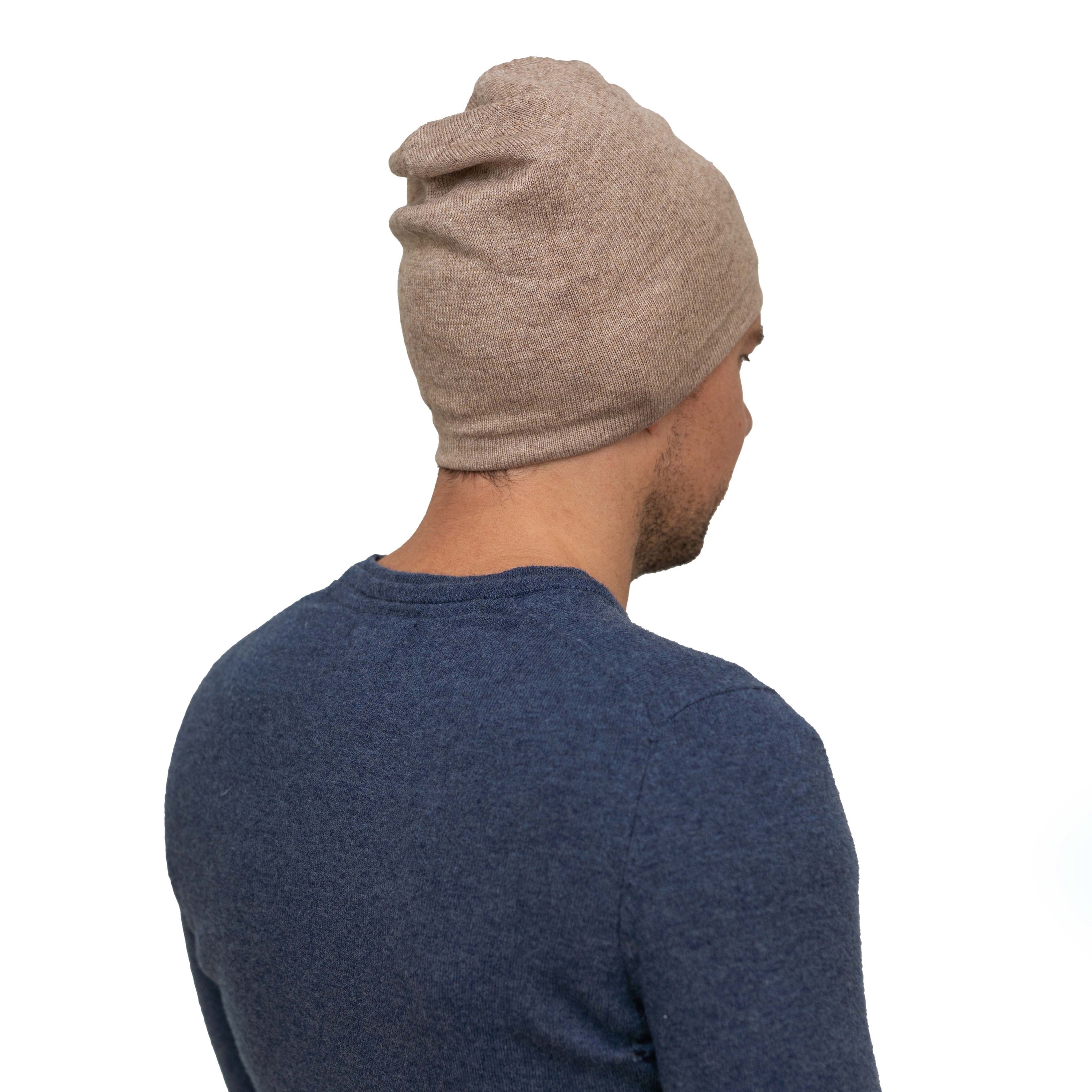 Luxuriöse hell zimt Kaschmirmütze Beanie, handgewebt aus 100% Kaschmir, leicht und stilvoll.