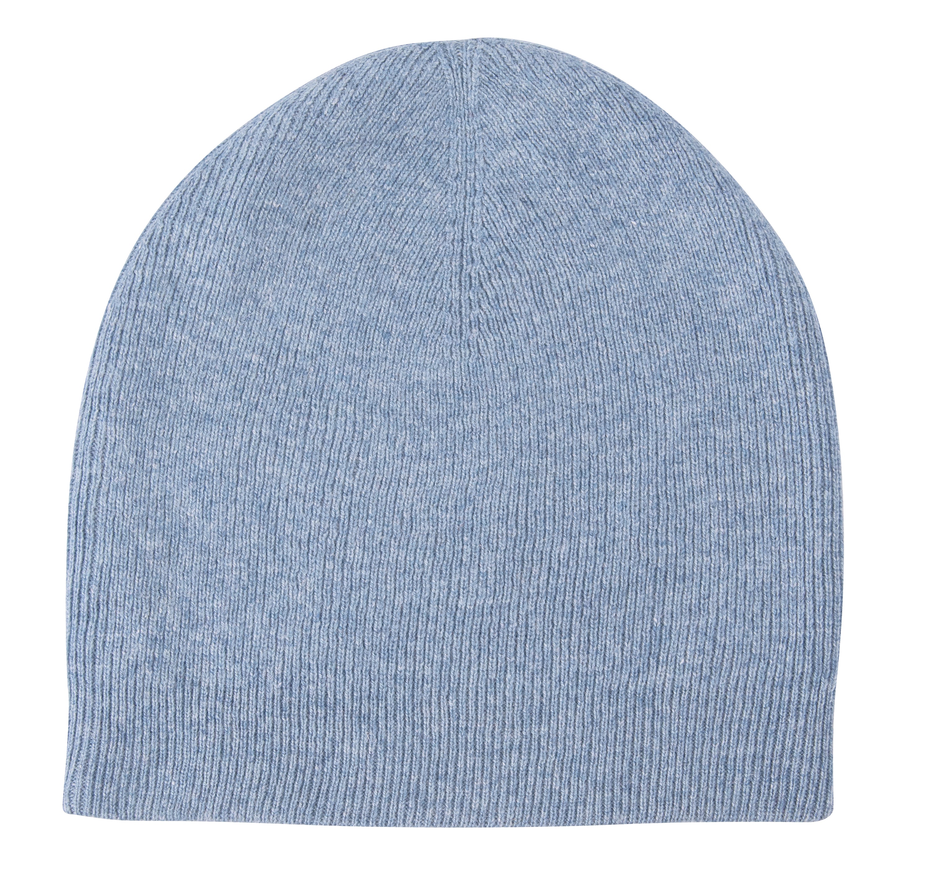 Kaschmirmütze Beanie in Blau, leicht gerippt, handgewebt aus 100% Kaschmir, unisex Design.