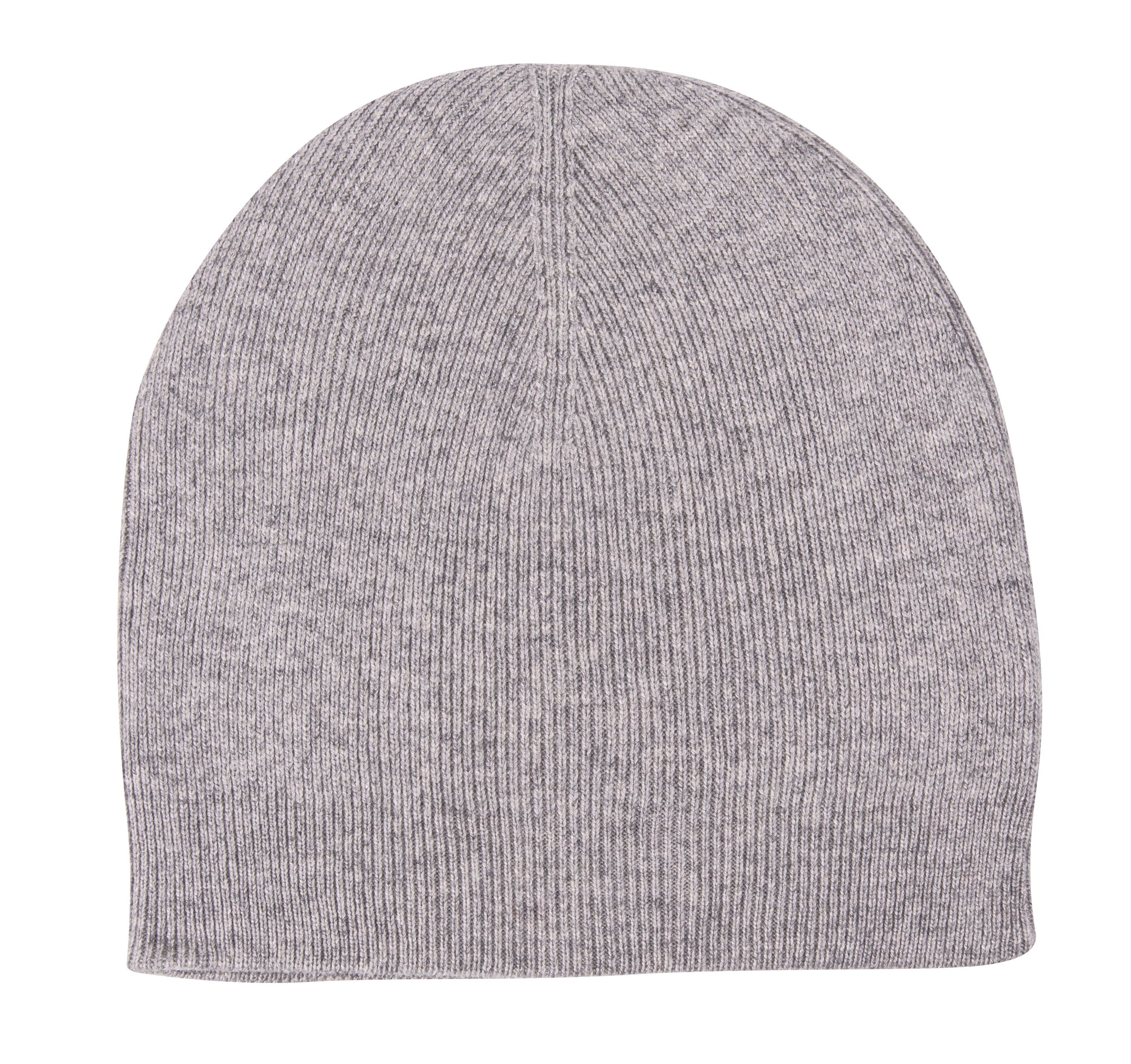 Elegante graue Kaschmirmütze Beanie mit leicht geripptem Design, handgewebt in Nepal, aus 100% Kaschmir.