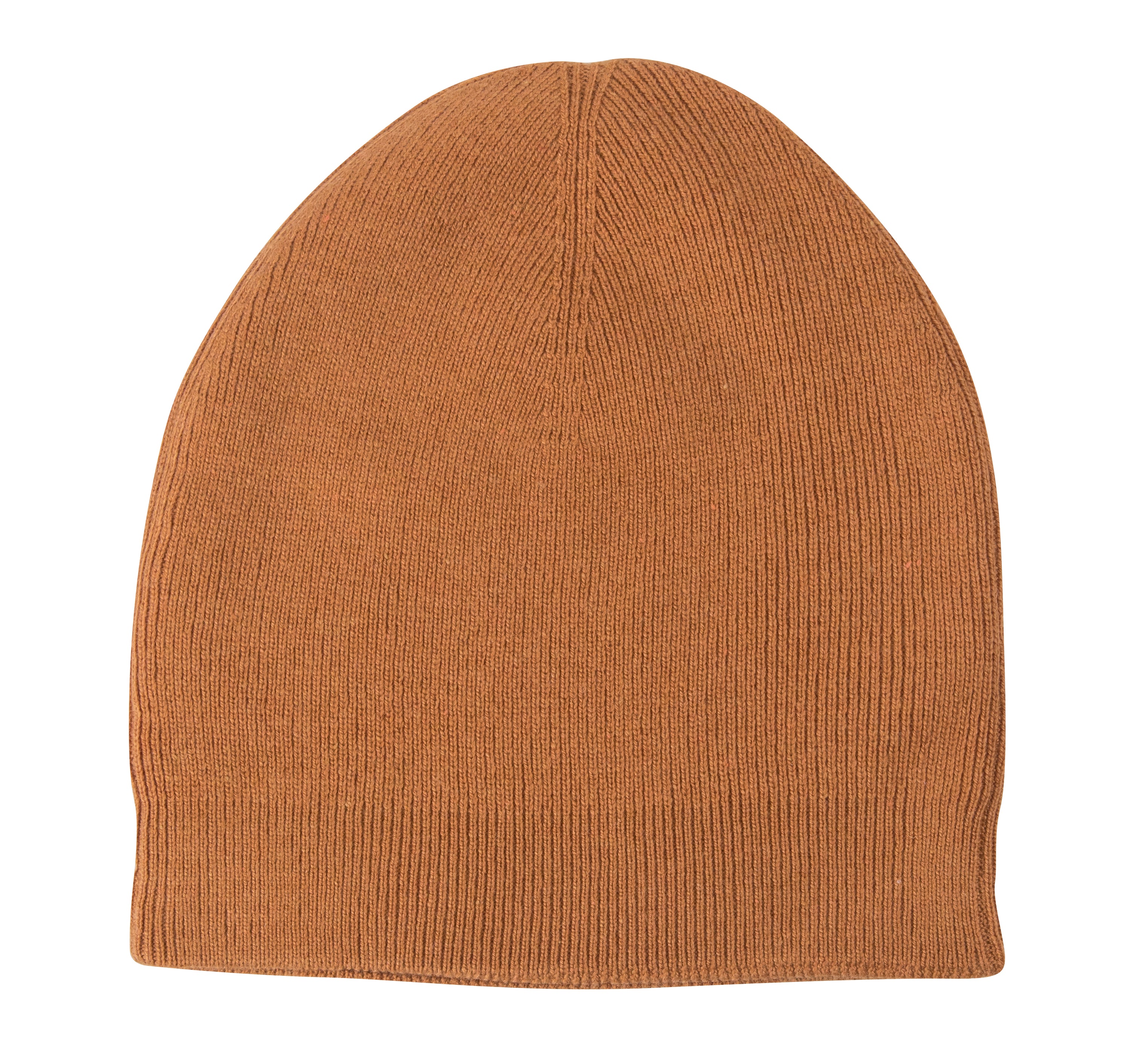 Hellbraune Kaschmirmütze Beanie mit leicht geripptem Design, handgewebt in Nepal, aus 100% Kaschmir.