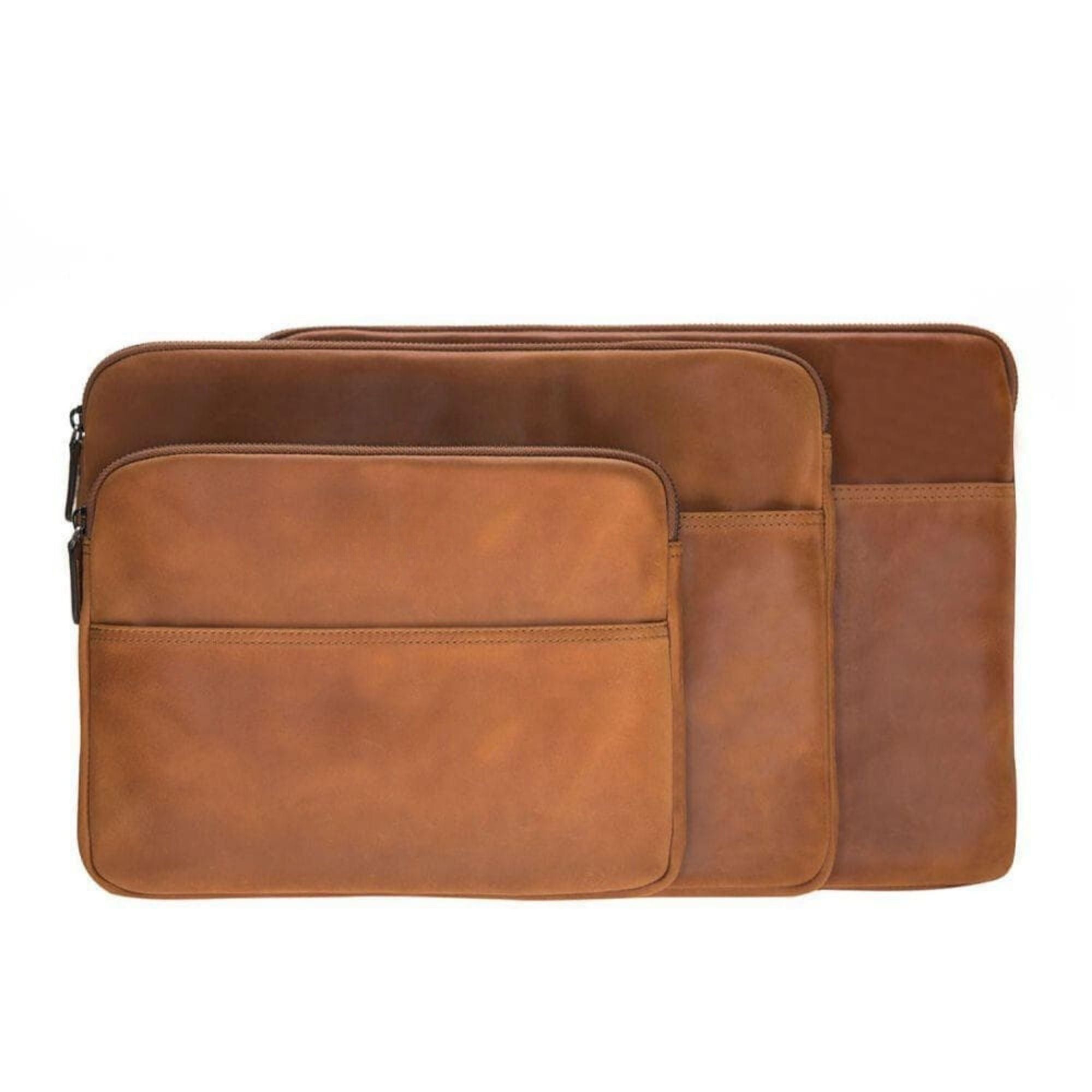 Kemmerer Leather Sleeve for iPad and MacBook, showcasing its genuine leather exterior and suede lining.