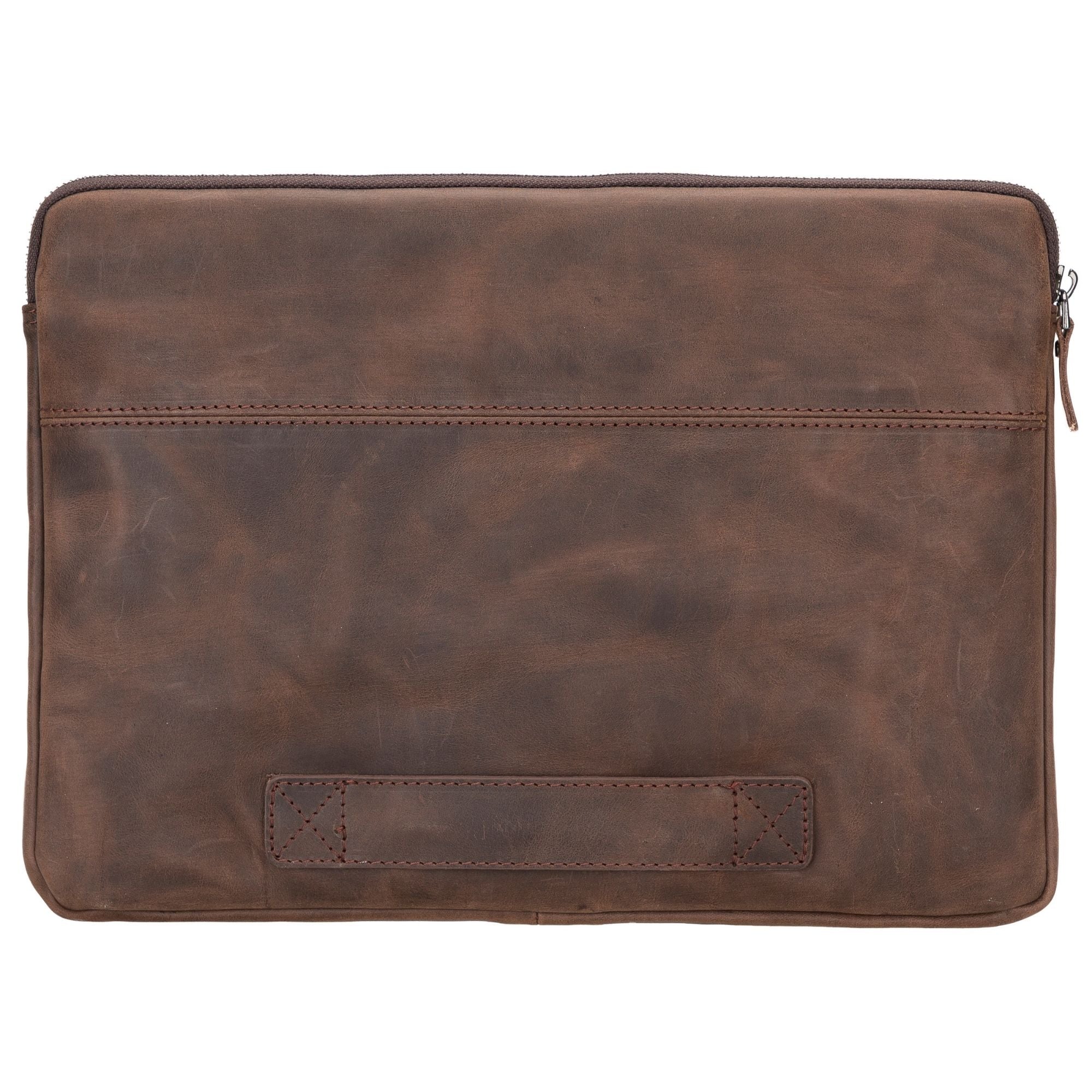 Kemmerer Leather Sleeve for iPad and MacBook, showcasing its genuine leather exterior and suede lining.