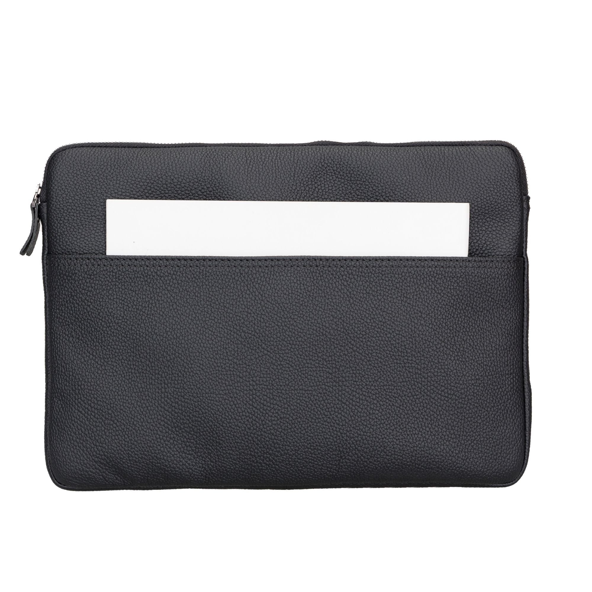 Kemmerer Leather Sleeve for iPad and MacBook, showcasing its genuine leather exterior and suede lining.