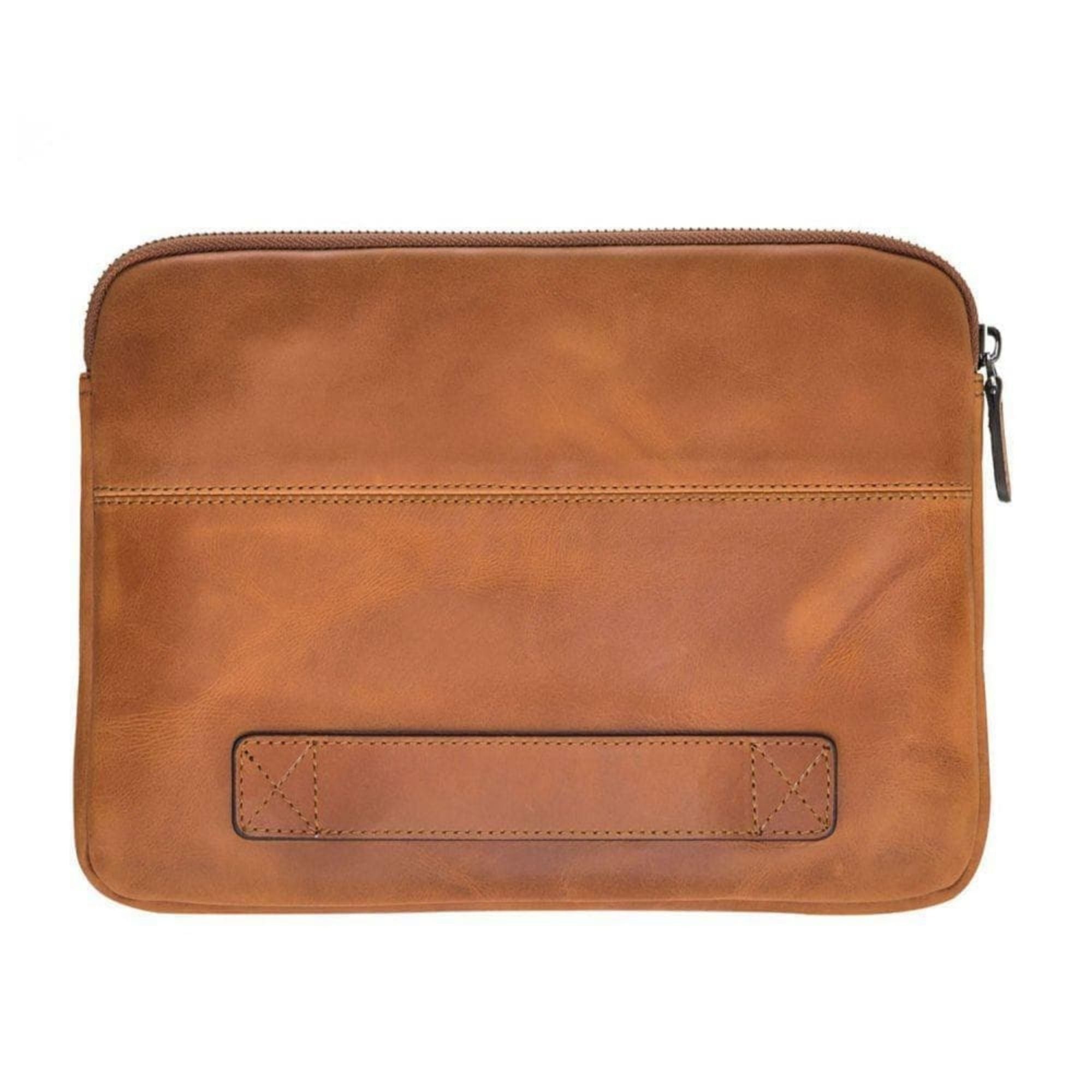 Kemmerer Leather Sleeve for iPad and MacBook, showcasing its genuine leather exterior and suede lining.