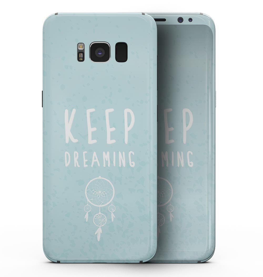 Keep Dreaming Dreamcatcher skin kit for Samsung Galaxy S8, showcasing vibrant design and premium vinyl material.