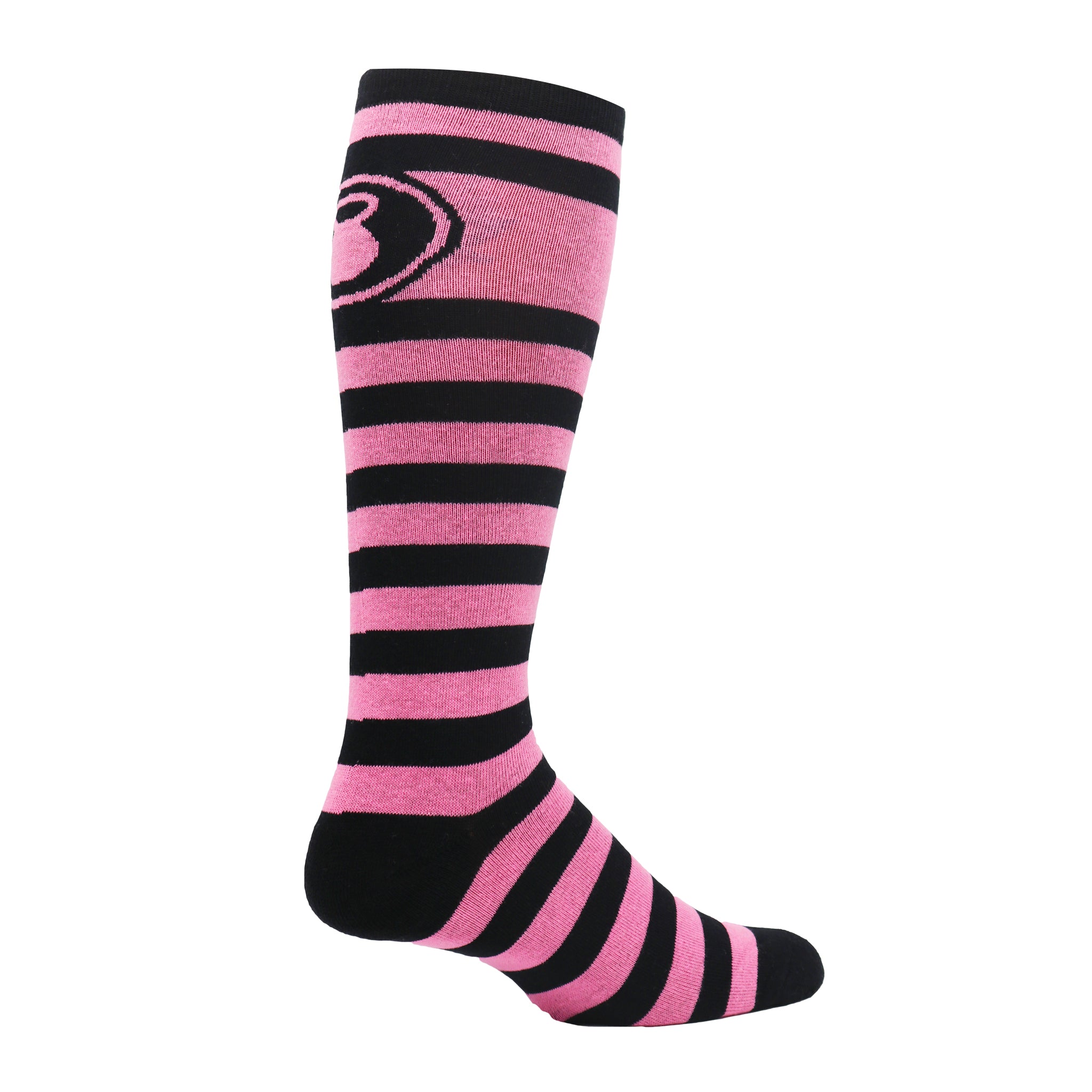 Kettlebell Stripes Knee High Socks featuring vibrant stripes and kettlebell design, perfect for workouts.