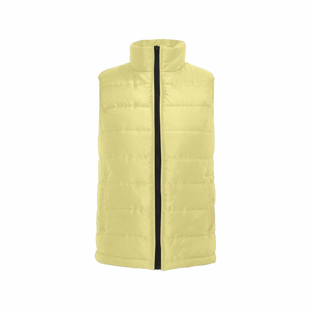 Khaki Yellow Men's Padded Vest featuring a quilted design and zipper closure, perfect for layering in cool weather.