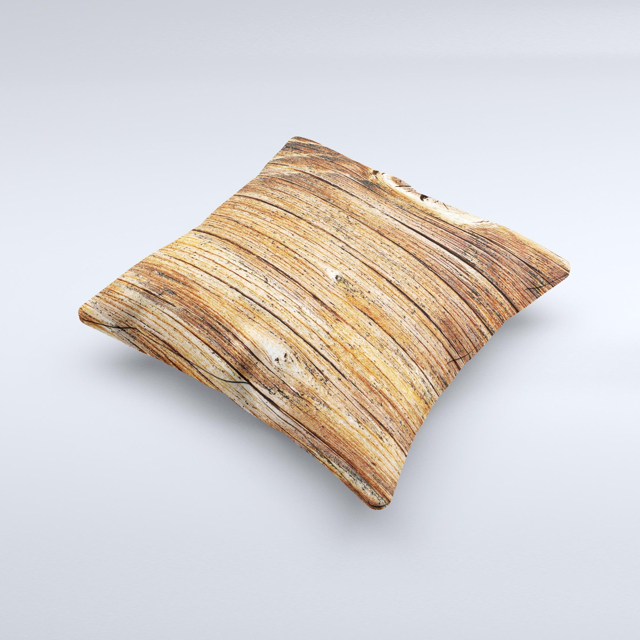 Knobby Raw Wood ink-Fuzed Decorative Throw Pillow showcasing unique handcrafted design and high-quality fabric.