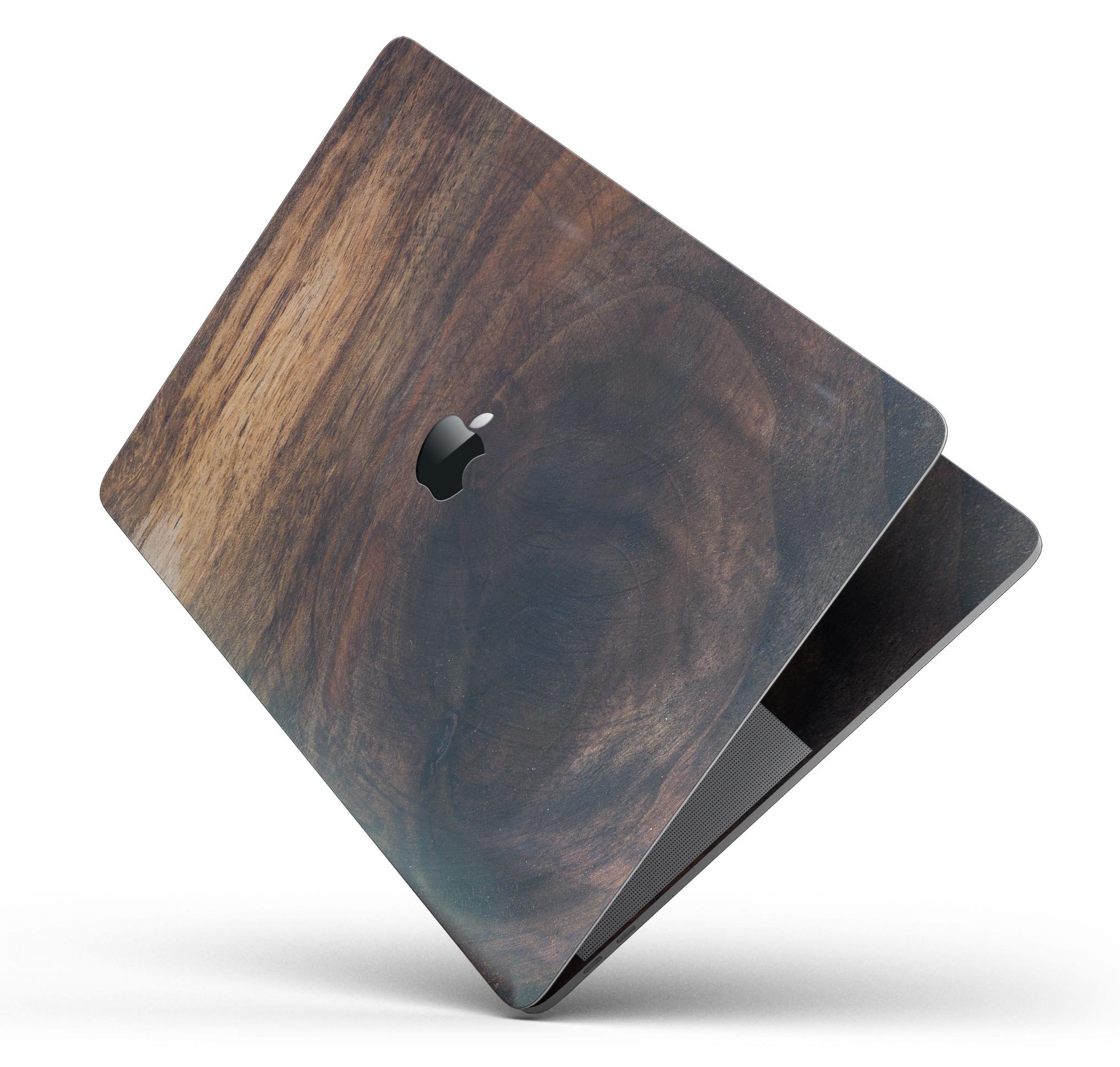 Knotted Rich Wood Plank skin decal wrap kit for MacBook, showcasing a stylish wood grain design.