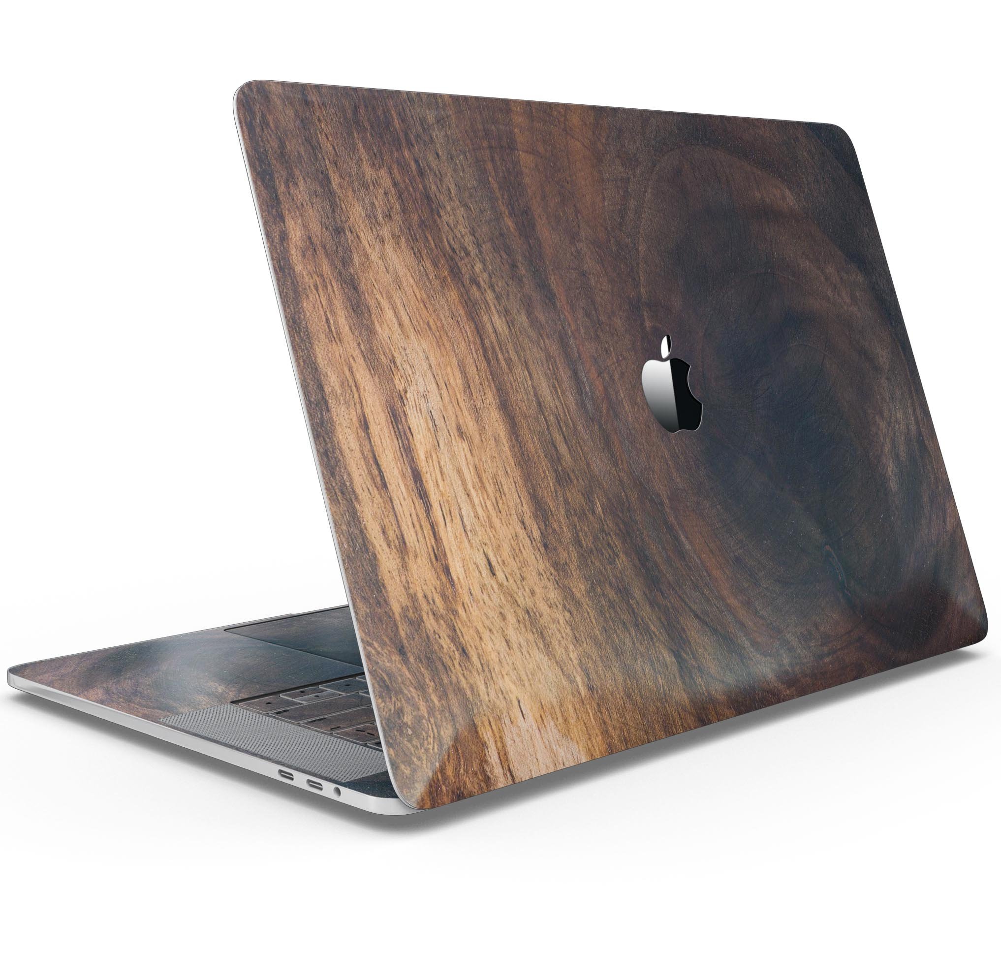 Knotted Rich Wood Plank skin decal wrap kit for MacBook, showcasing a stylish wood grain design.