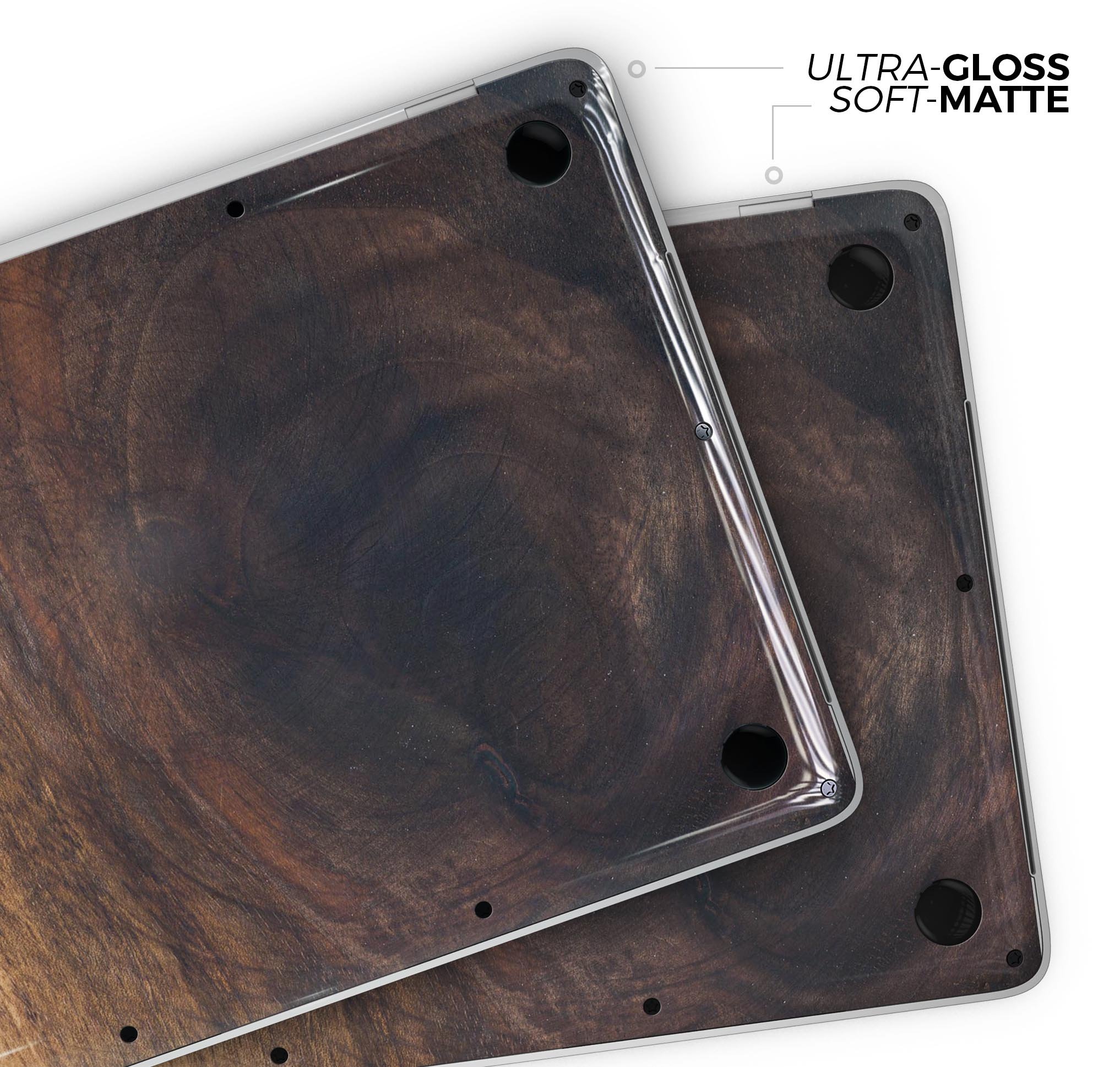 Knotted Rich Wood Plank skin decal wrap kit for MacBook, showcasing a stylish wood grain design.