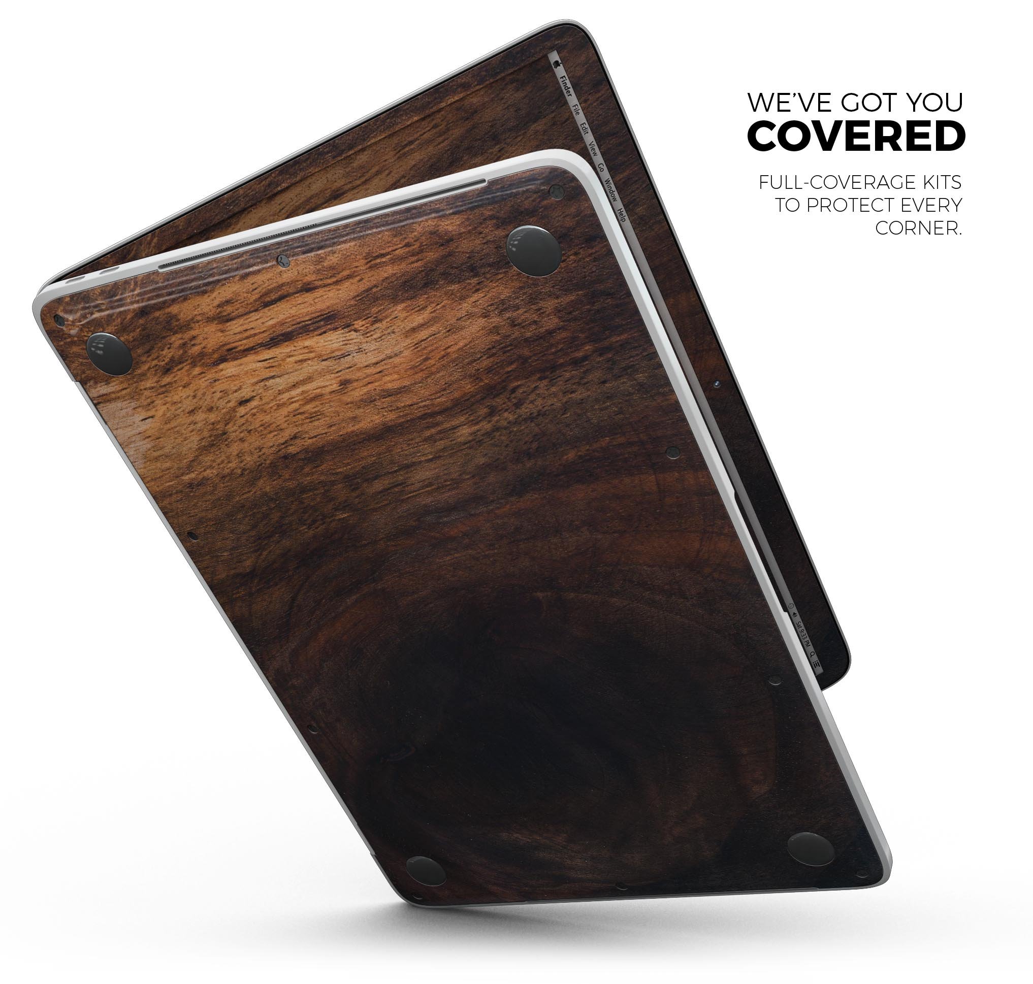 Knotted Rich Wood Plank skin decal wrap kit for MacBook, showcasing a stylish wood grain design.