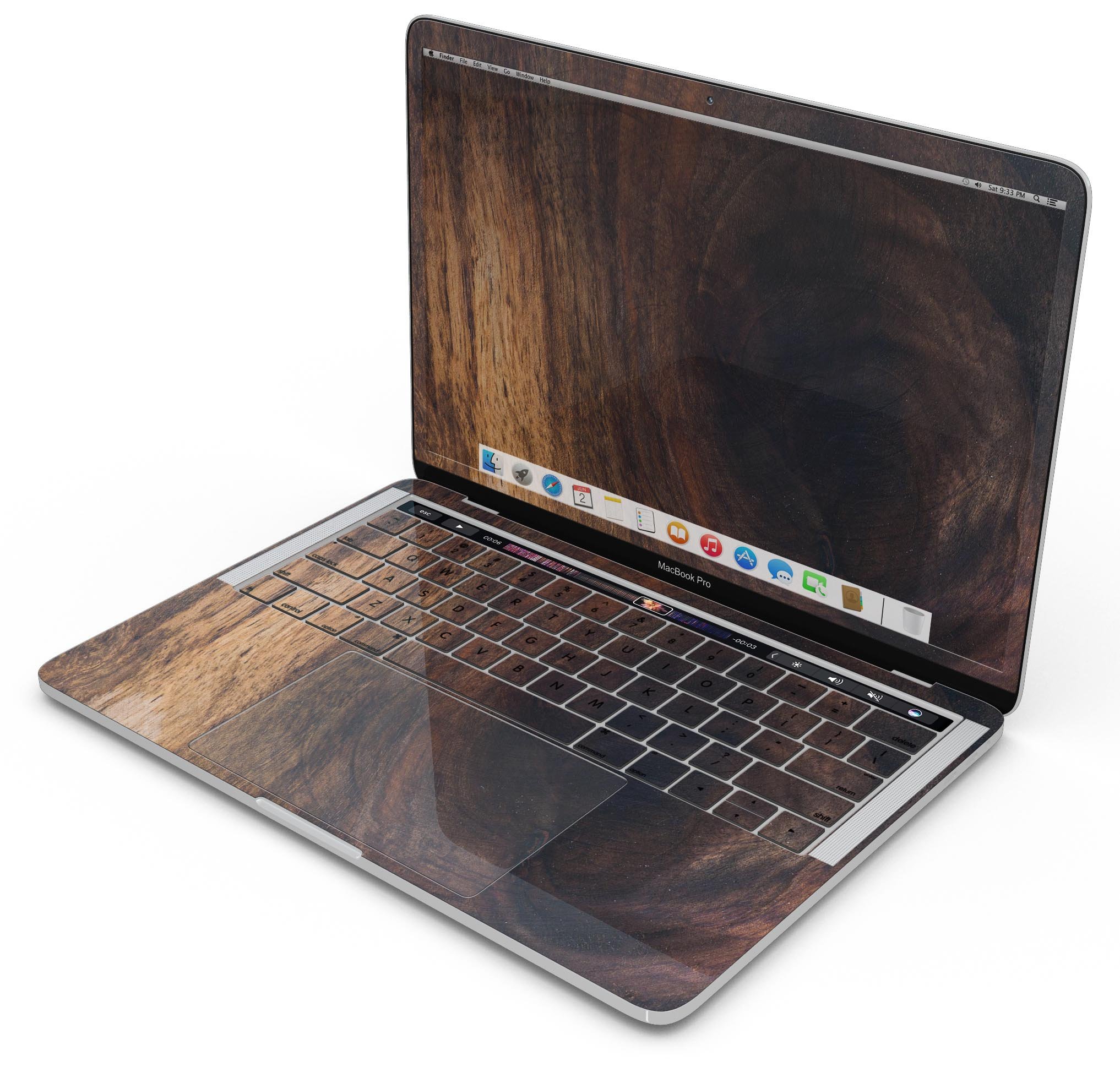 Knotted Rich Wood Plank skin decal wrap kit for MacBook, showcasing a stylish wood grain design.