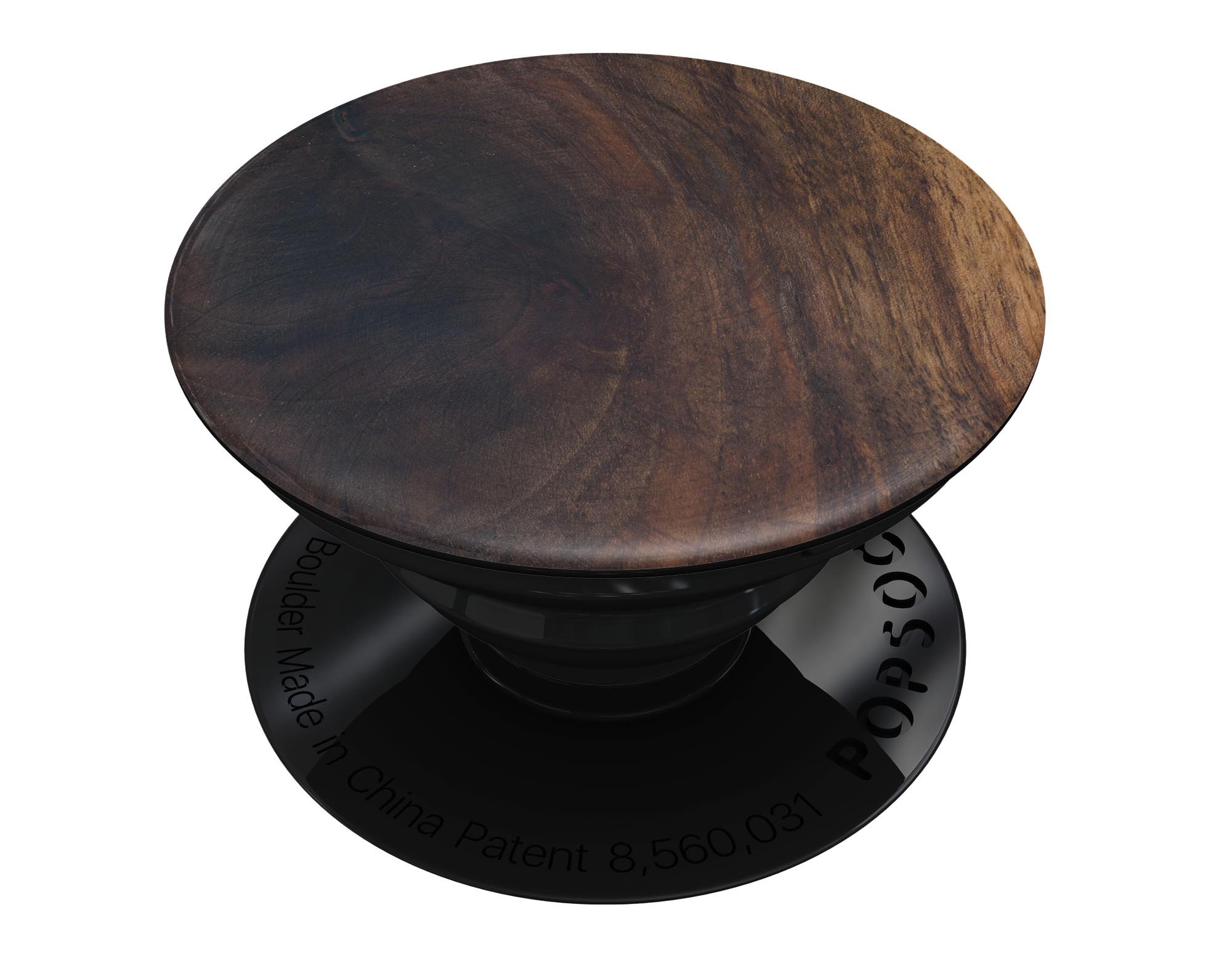 Knotted Rich Wood Plank Skin Kit for PopSockets, showcasing a stylish wood design on a smartphone grip.