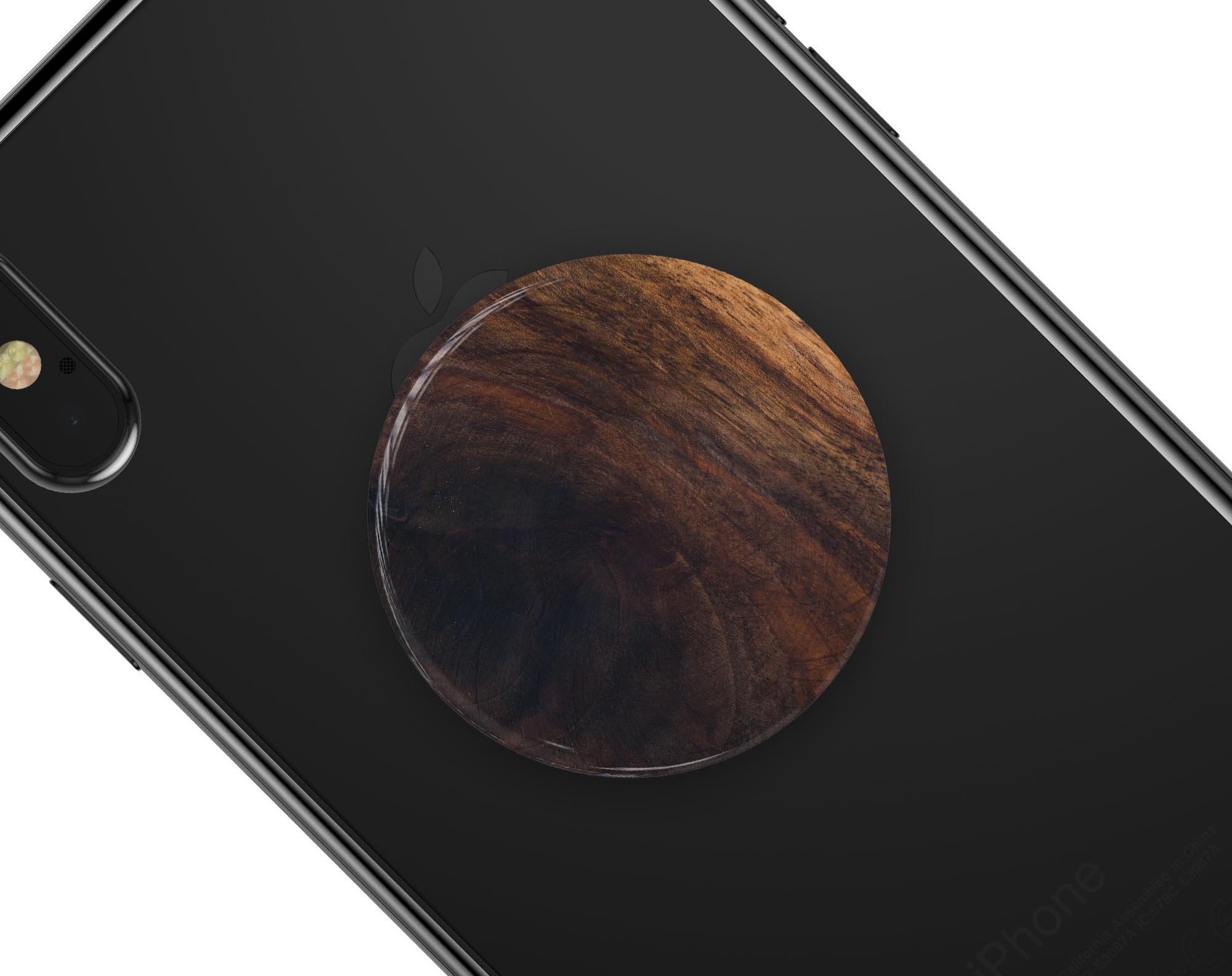 Knotted Rich Wood Plank Skin Kit for PopSockets, showcasing a stylish wood design on a smartphone grip.