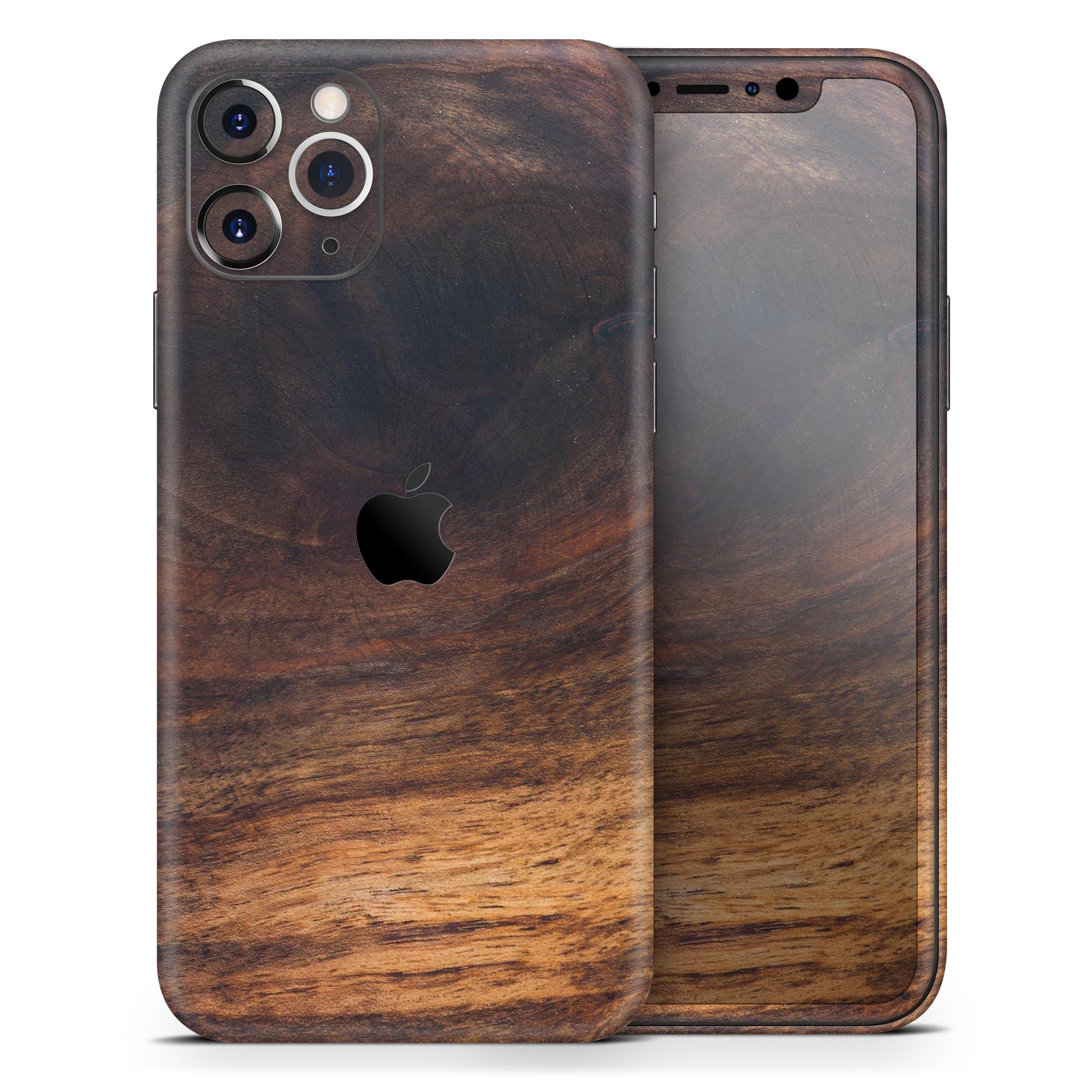 Knotted Rich Wood Plank Skin-Kit for Apple iPhone, showcasing a stylish wood grain design.