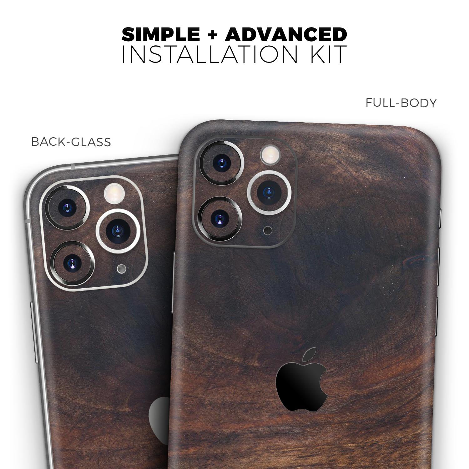 Knotted Rich Wood Plank Skin-Kit for Apple iPhone, showcasing a stylish wood grain design.