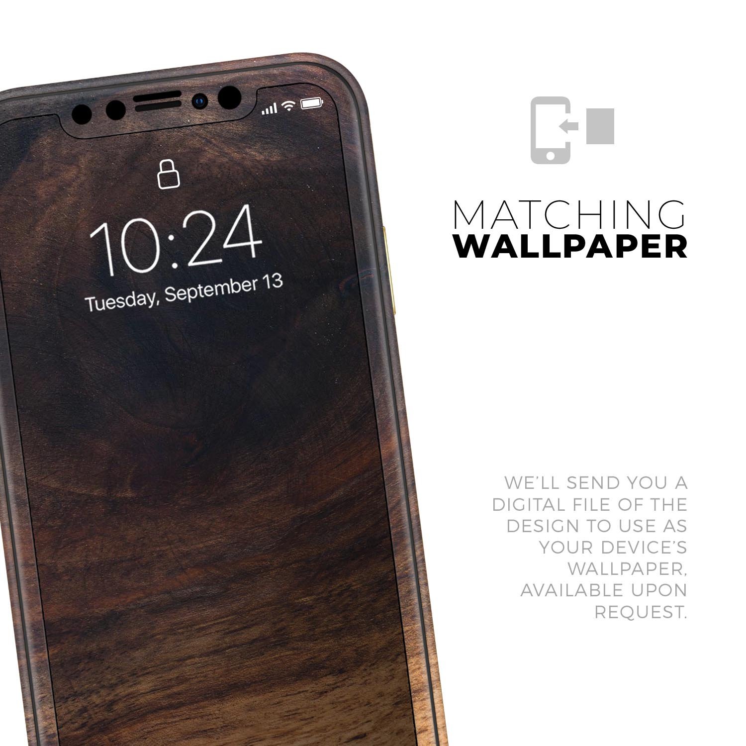 Knotted Rich Wood Plank Skin-Kit for Apple iPhone, showcasing a stylish wood grain design.