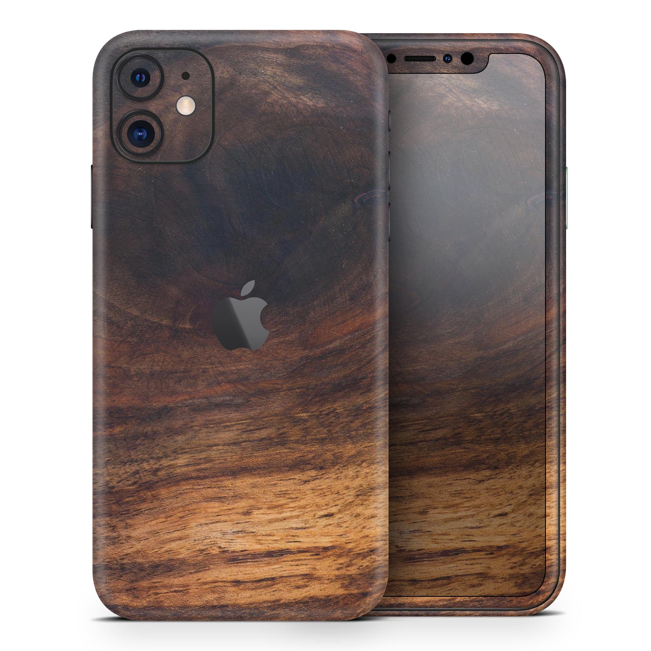 Knotted Rich Wood Plank Skin-Kit for Apple iPhone, showcasing a stylish wood grain design.