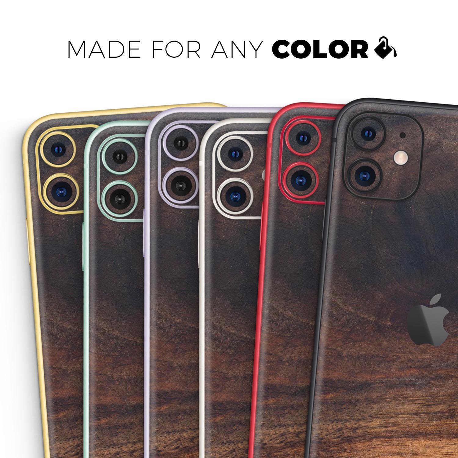 Knotted Rich Wood Plank Skin-Kit for Apple iPhone, showcasing a stylish wood grain design.