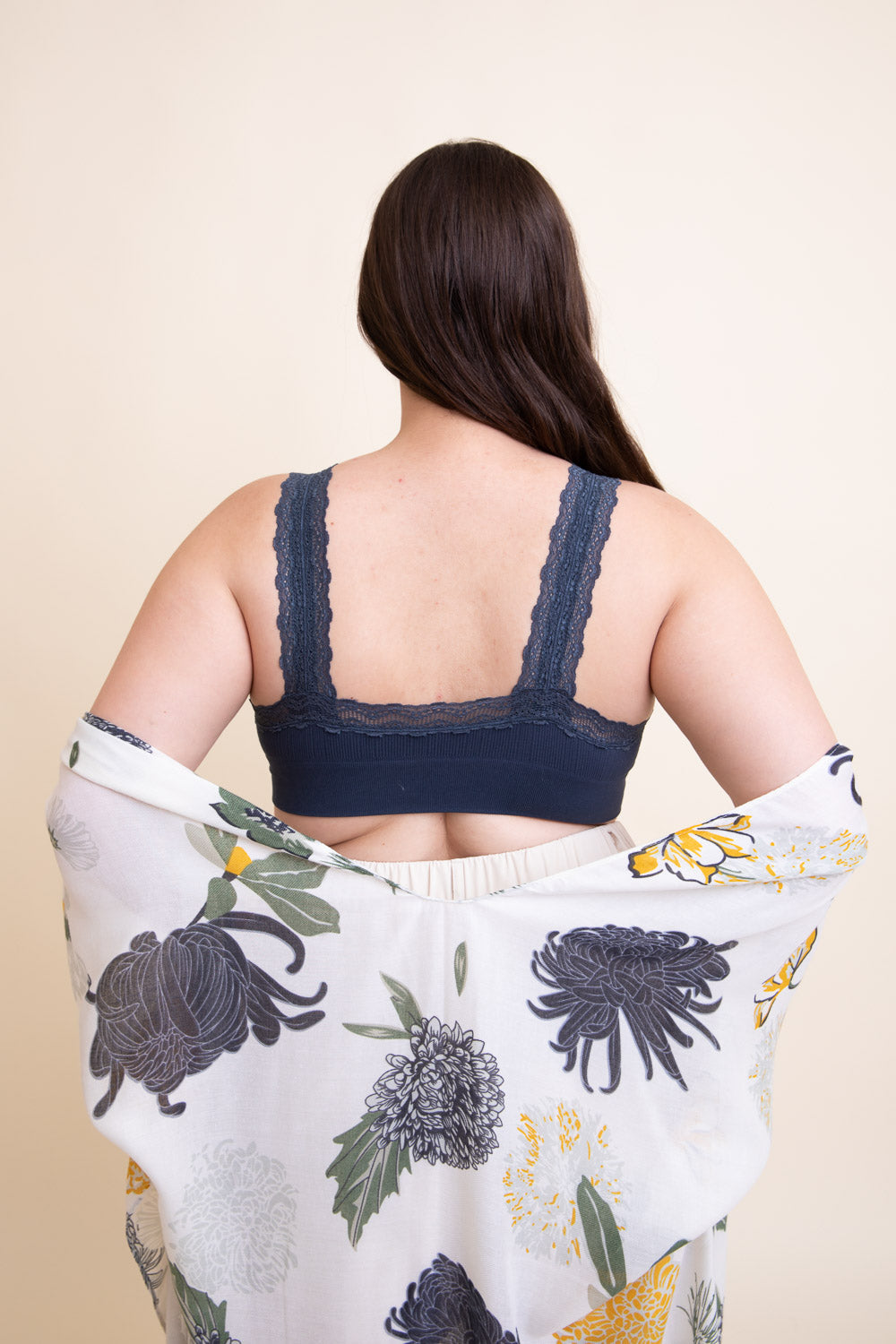 Lace Trim Padded Bralette Plus featuring elegant lace detailing and padded cups for support, designed for curvy women.