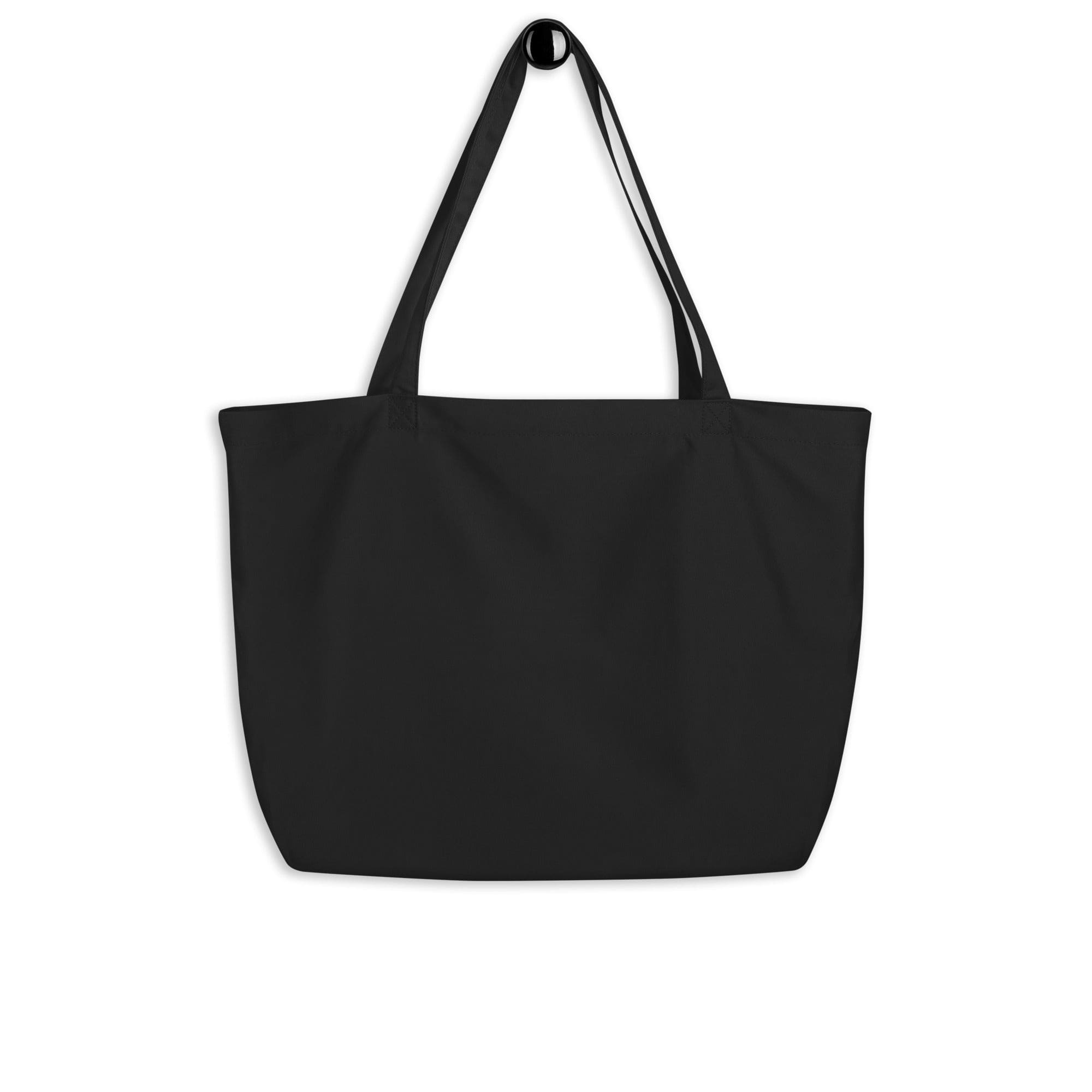 Large Canvas Tote Bag in black, made of durable cotton twill, featuring long dual straps and spacious open compartment.