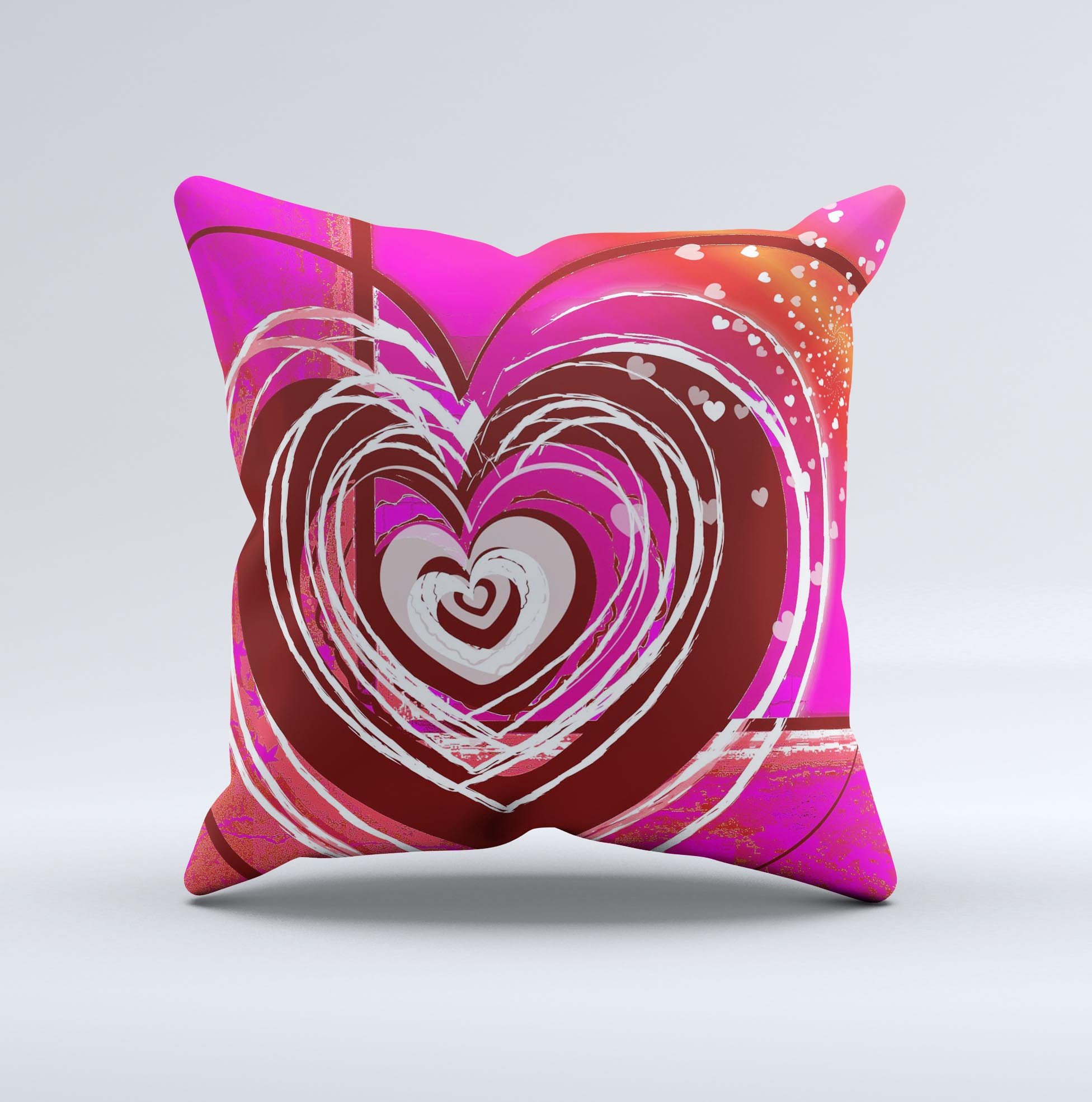 Large decorative throw pillow featuring a deep pink heart design, handcrafted in Virginia with high-quality materials.