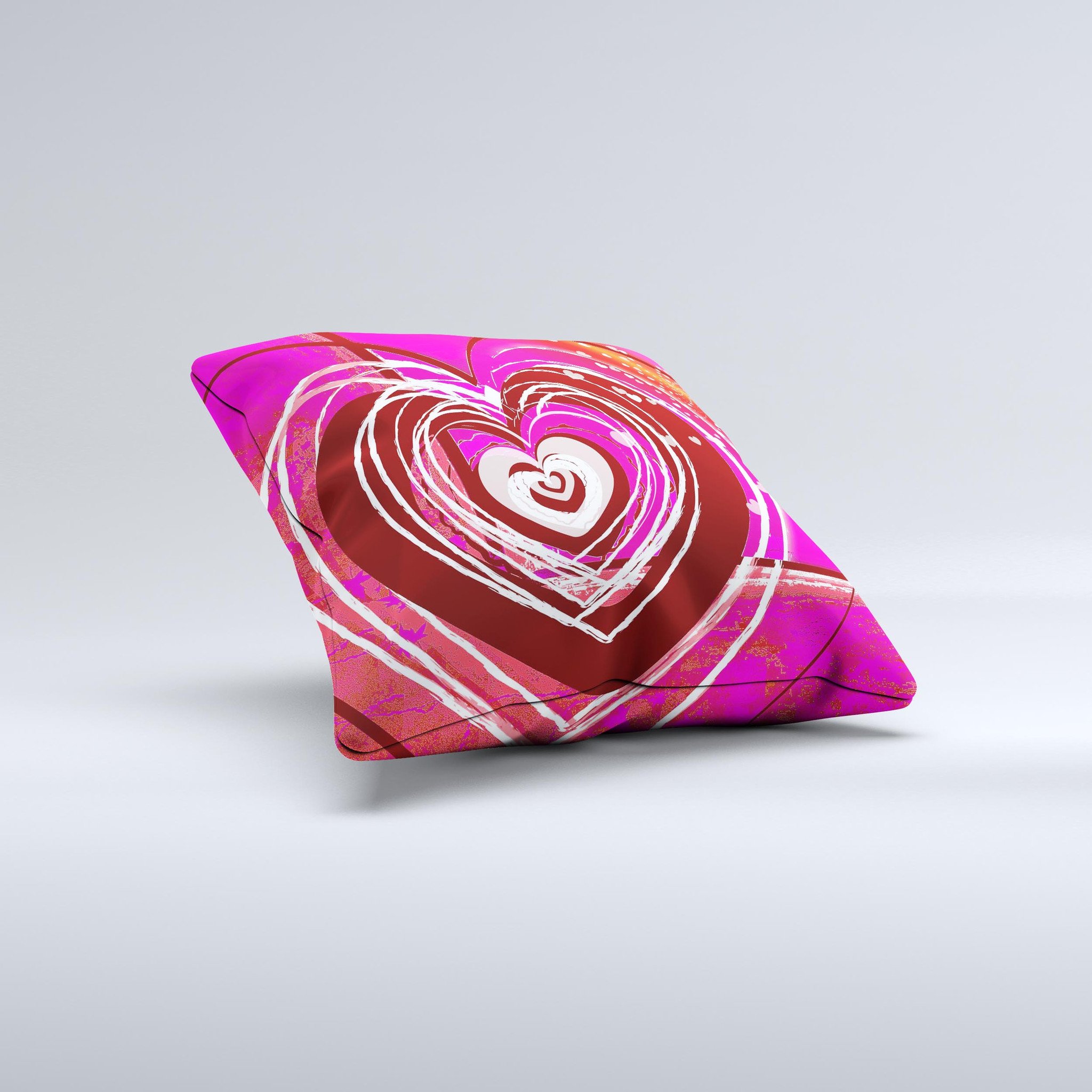 Large decorative throw pillow featuring a deep pink heart design, handcrafted in Virginia with high-quality materials.