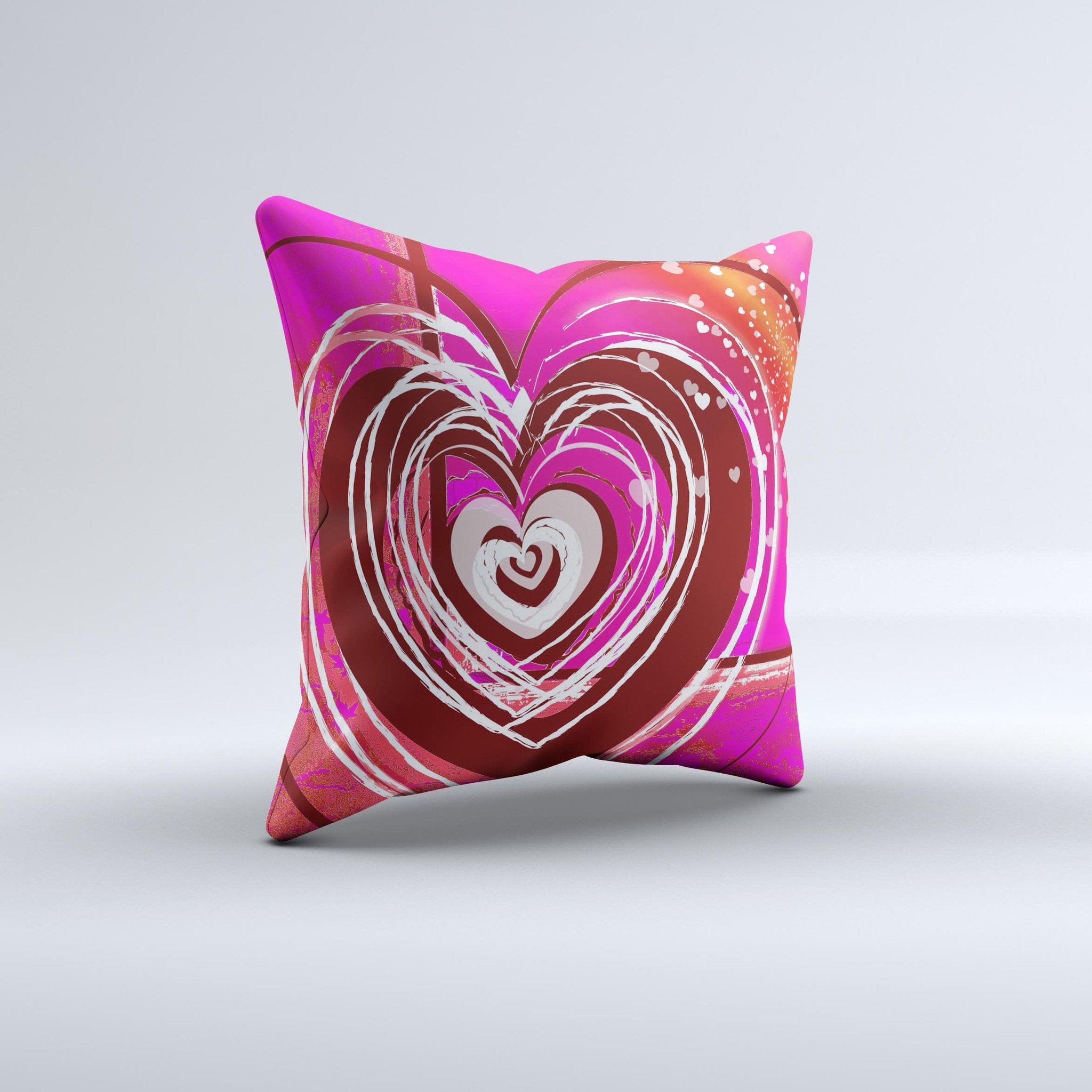 Large decorative throw pillow featuring a deep pink heart design, handcrafted in Virginia with high-quality materials.