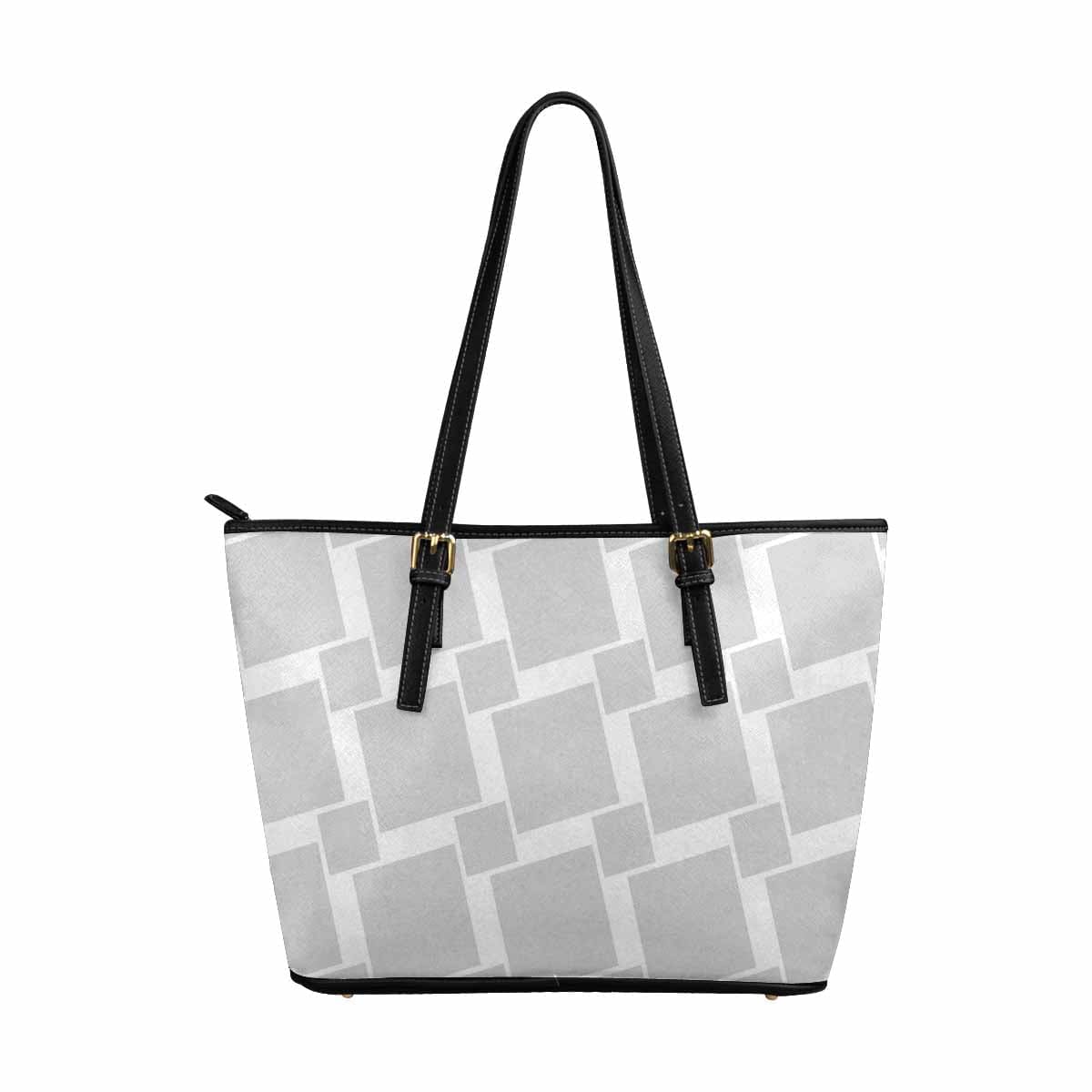 Large Grey Leather Tote Shoulder Bag with zipper closure and adjustable straps, showcasing its spacious interior and stylish design.