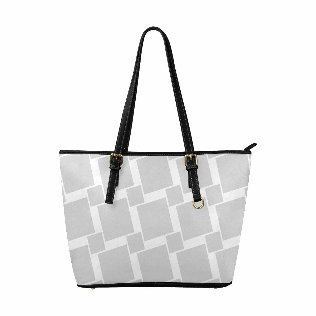 Large Grey Leather Tote Shoulder Bag with zipper closure and adjustable straps, showcasing its spacious interior and stylish design.