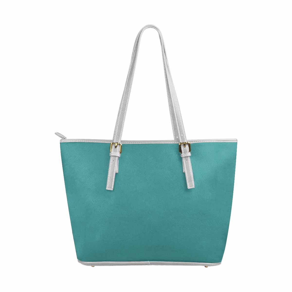 Large Leather Tote Shoulder Bag in Mint Blue, showcasing its spacious design and high-grade PU leather material.