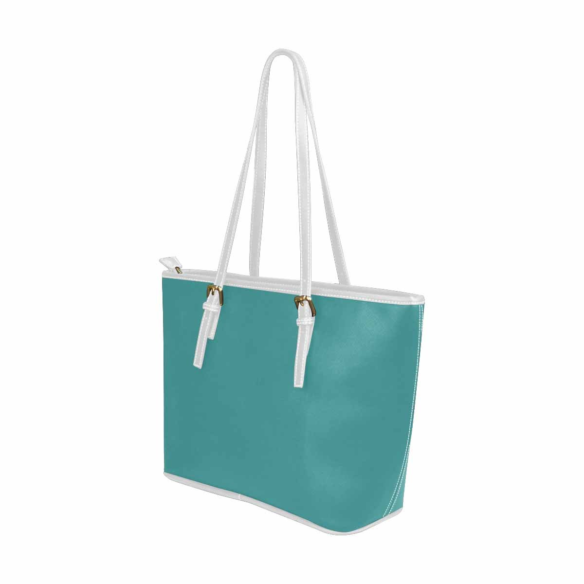 Large Leather Tote Shoulder Bag in Mint Blue, showcasing its spacious design and high-grade PU leather material.