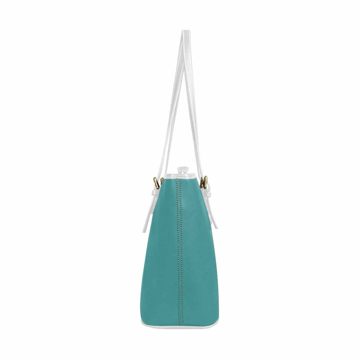 Large Leather Tote Shoulder Bag in Mint Blue, showcasing its spacious design and high-grade PU leather material.