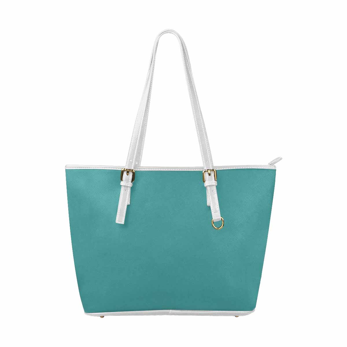 Large Leather Tote Shoulder Bag in Mint Blue, showcasing its spacious design and high-grade PU leather material.