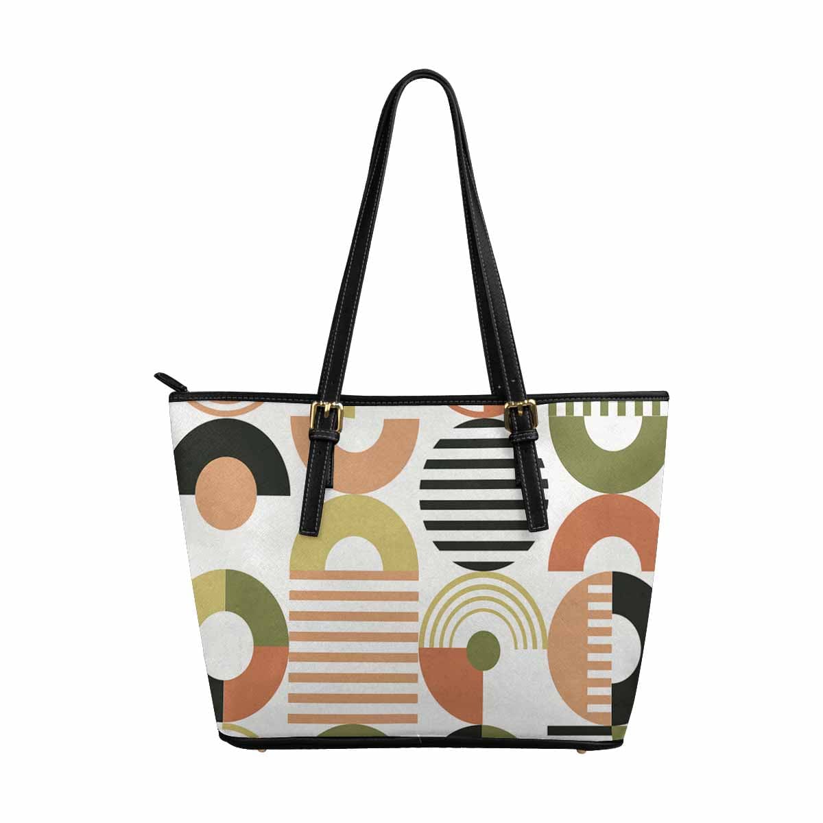 Large multicolor leather tote shoulder bag with zipper closure and adjustable straps, perfect for everyday use.