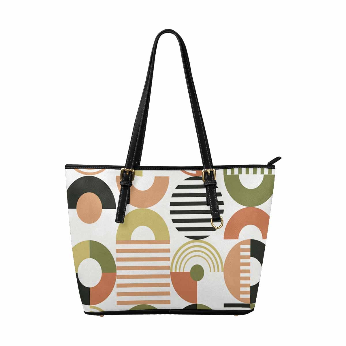 Large multicolor leather tote shoulder bag with zipper closure and adjustable straps, perfect for everyday use.