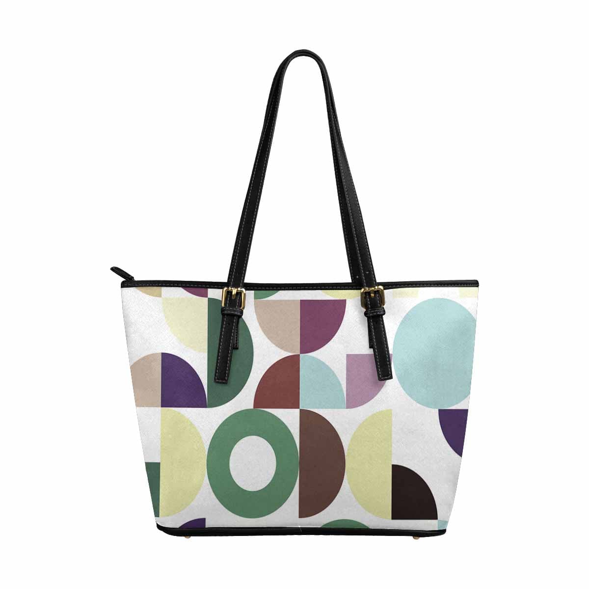 Large Leather Tote Shoulder Bag in multicolor, showcasing its spacious design and adjustable straps.