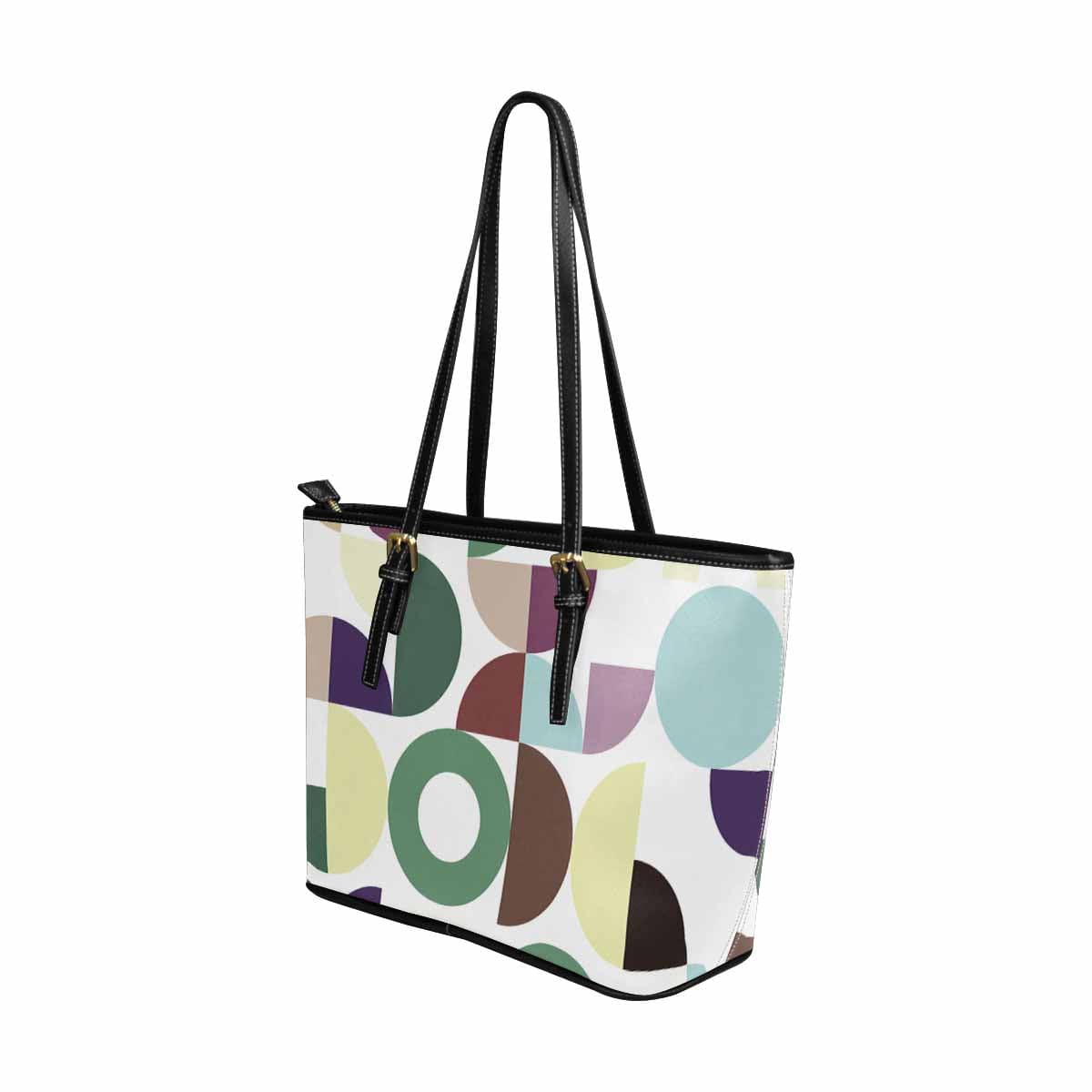 Large Leather Tote Shoulder Bag in multicolor, showcasing its spacious design and adjustable straps.