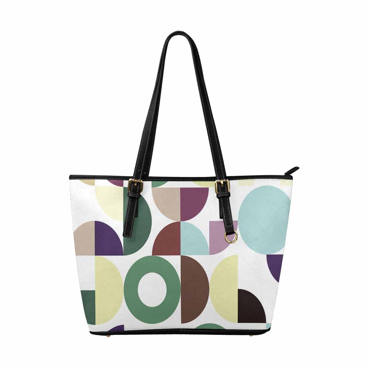 Large Leather Tote Shoulder Bag in multicolor, showcasing its spacious design and adjustable straps.