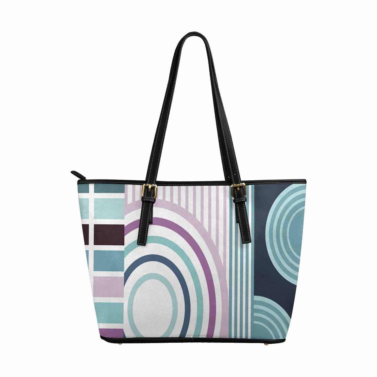 Large Leather Tote Shoulder Bag in multicolor, showcasing its spacious interior and stylish design.