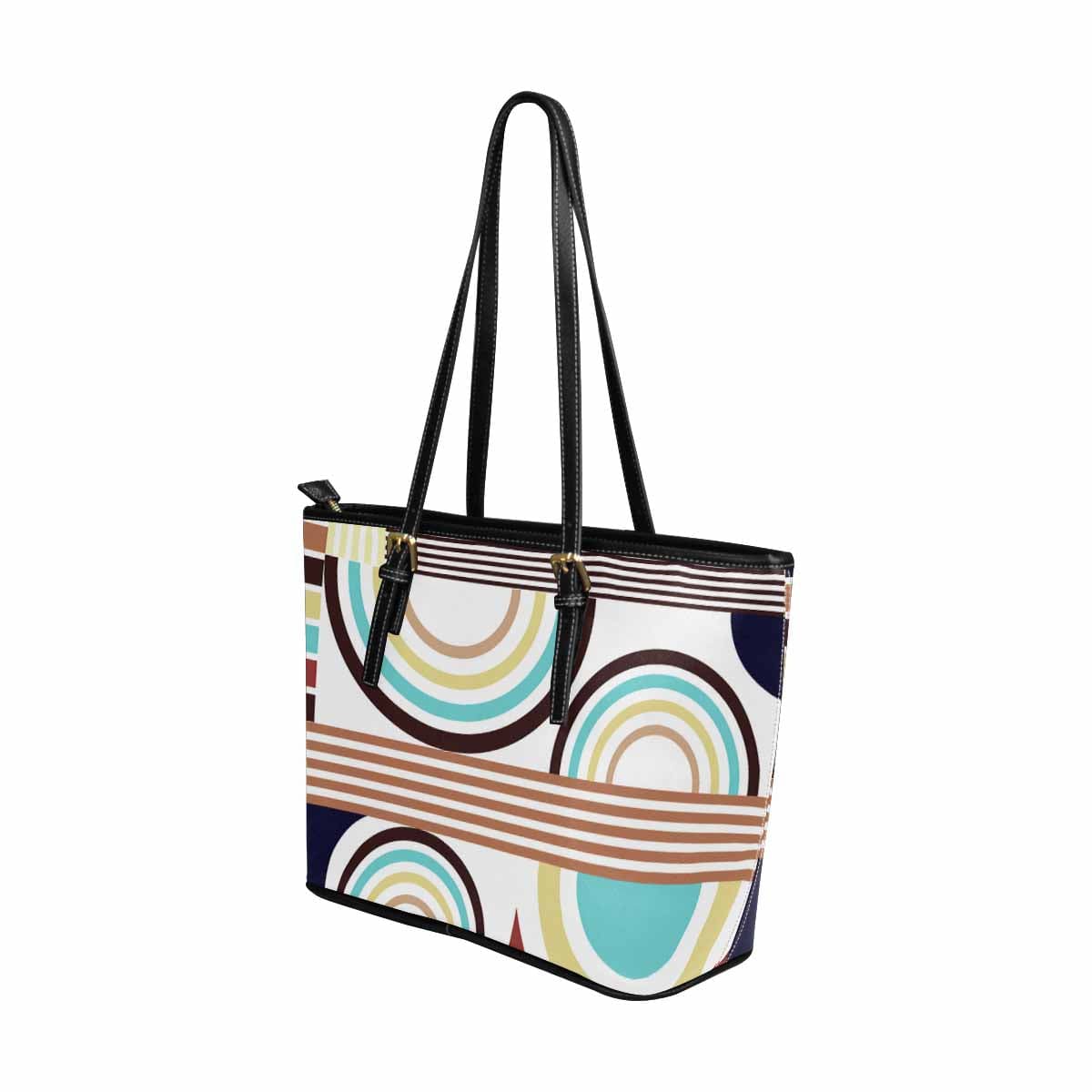 Large Leather Tote Shoulder Bag in multicolor, showcasing its spacious design and durable PU leather material.