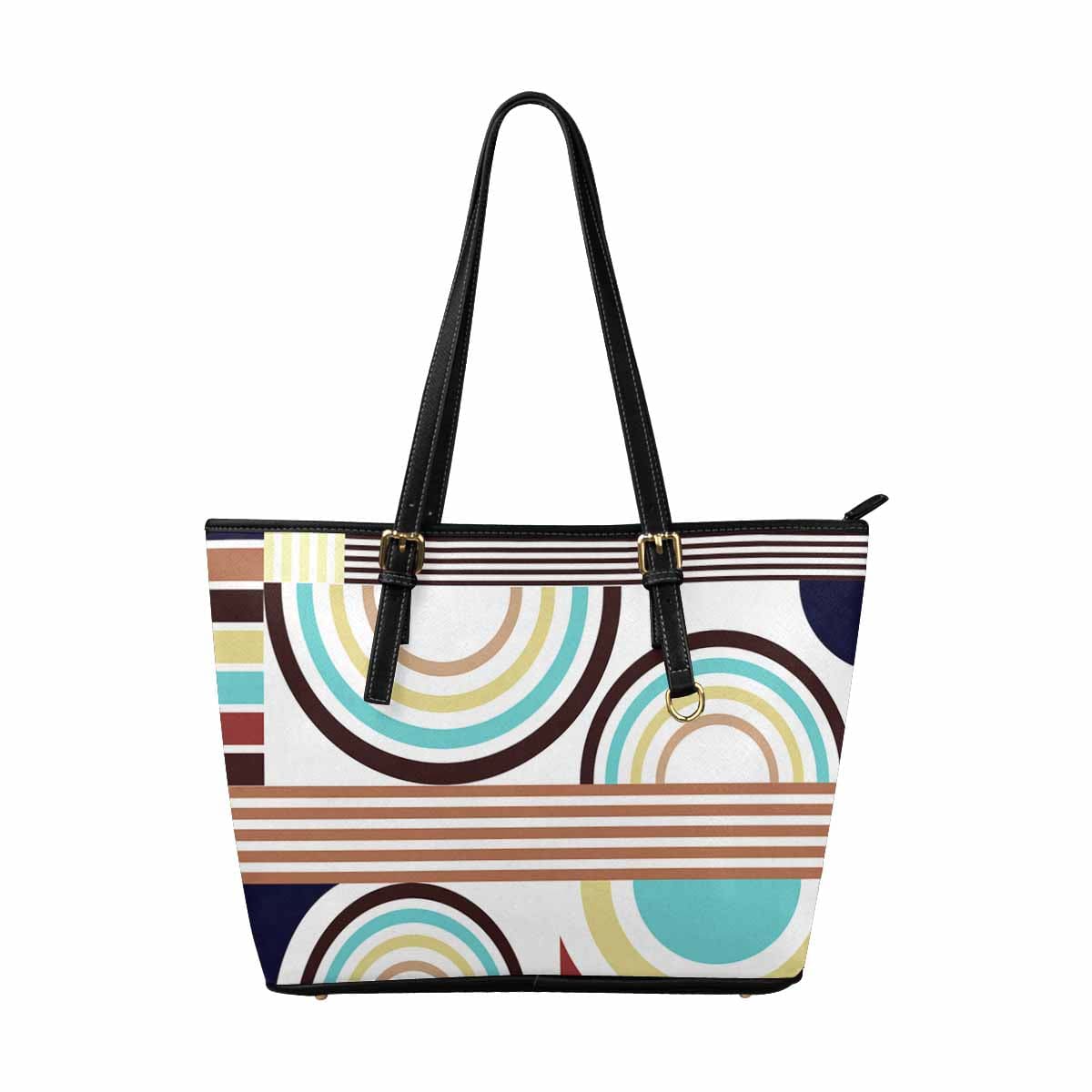 Large Leather Tote Shoulder Bag in multicolor, showcasing its spacious design and durable PU leather material.