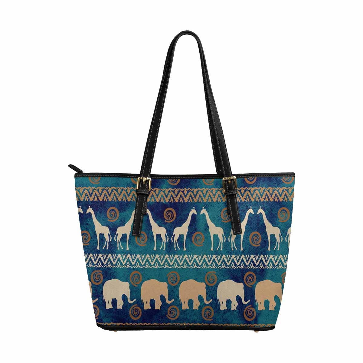 Large Leather Tote Shoulder Bag in multicolor, showcasing its spacious design and stylish appearance.