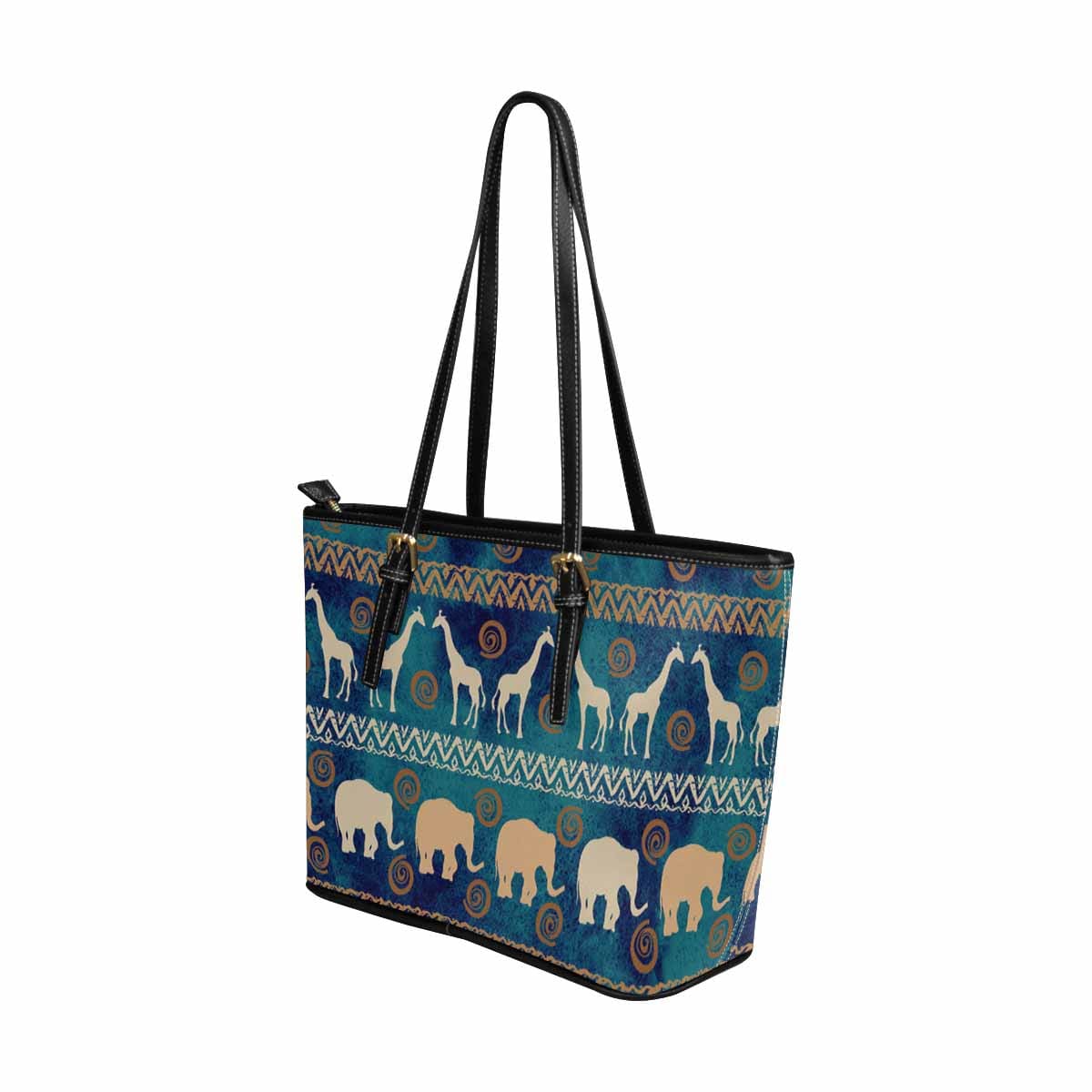 Large Leather Tote Shoulder Bag in multicolor, showcasing its spacious design and stylish appearance.